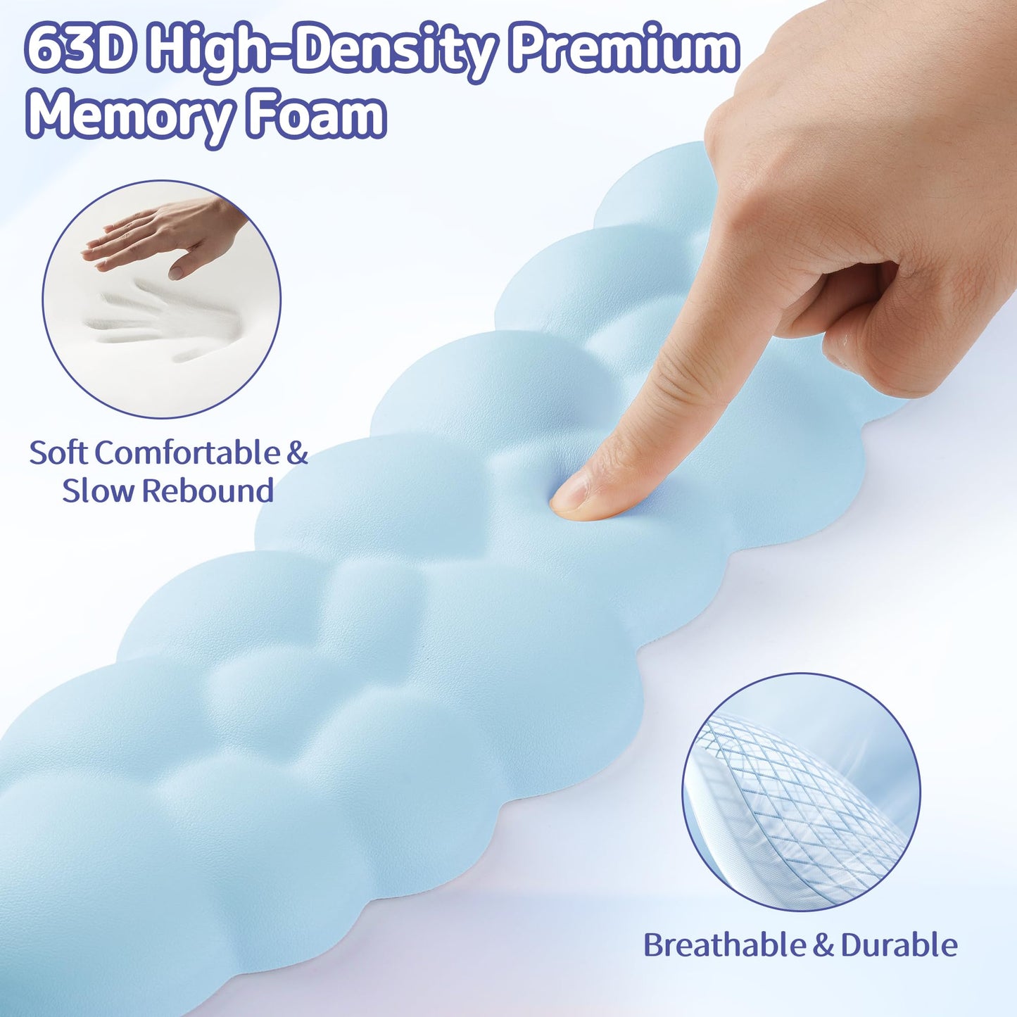 Sushret Cloud Wrist Rest Keyboard, Cloud Keyboard Wrist Pad Set with PU Leather Memory Foam, Cute