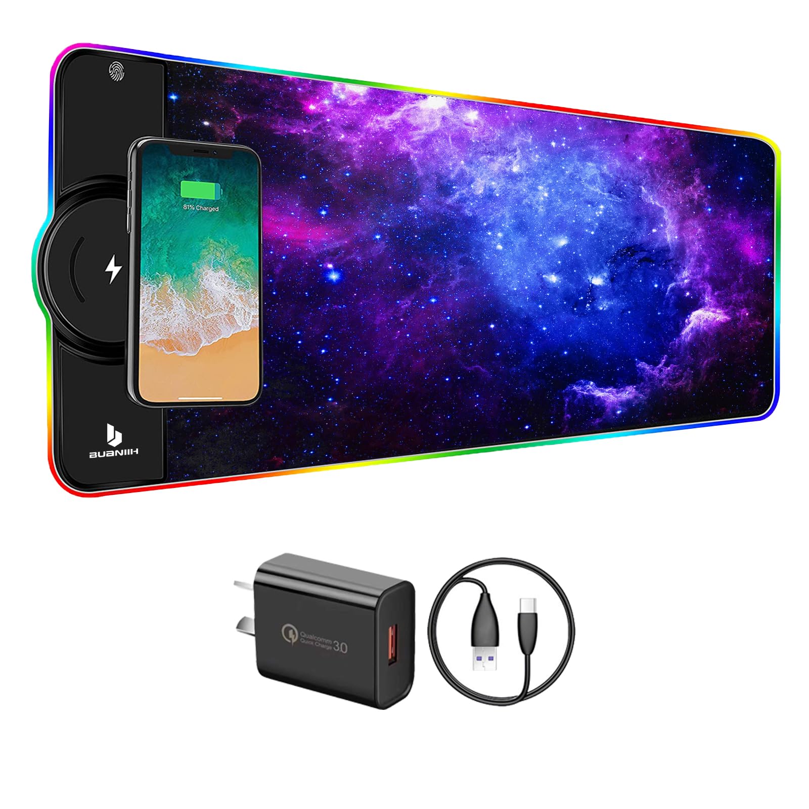 Gaming Mouse Pad,Wireless Mouse Pad Charging,15W Fast Charging