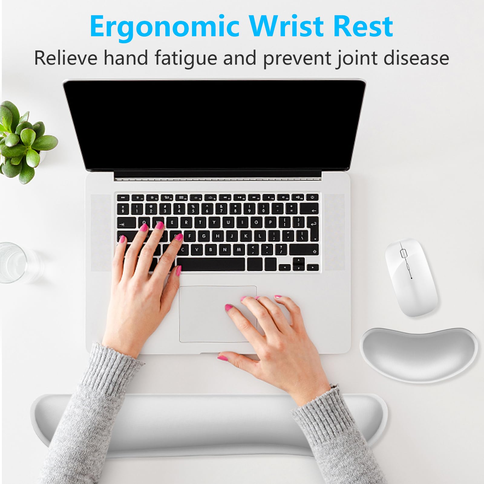 Dapesuom Enlarge Keyboard Wrist Rest, Memory Foam Wrist Cushion for Desk Mats Support, Cute Typing