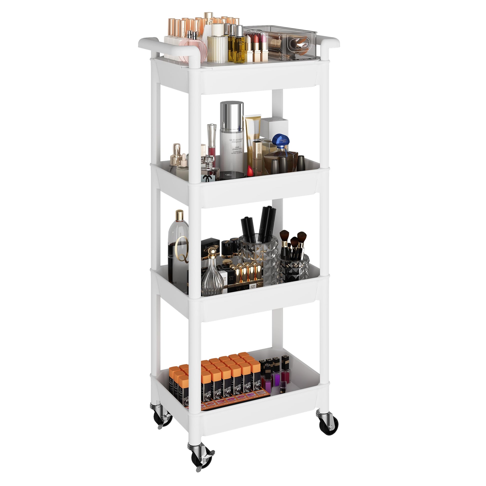 MIOCASA Utility Rolling Cart with Detachable Tray Top, 4-Tier Kitchen Storage Organization, Art