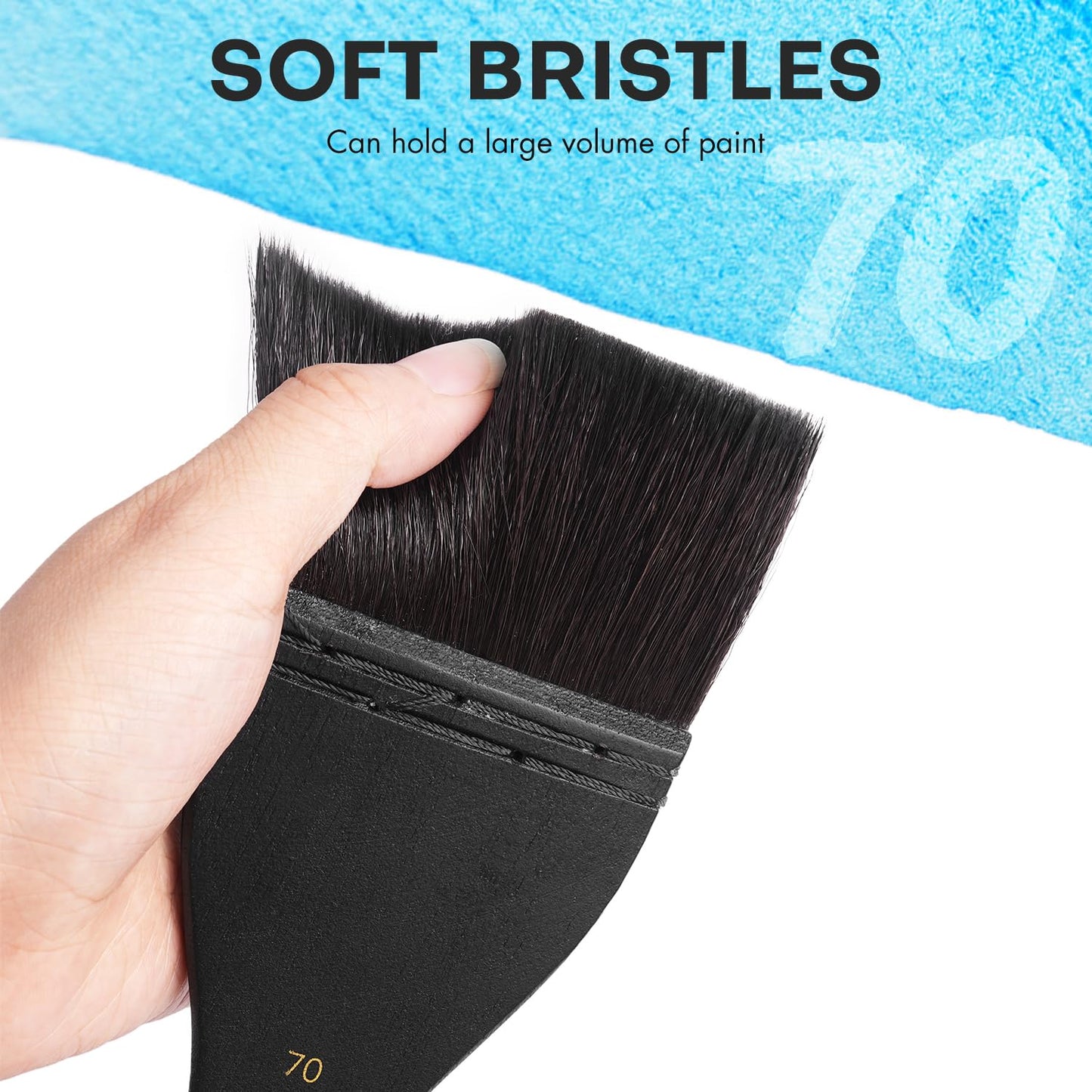 Flat Watercolor Brushes, Fuumuui 70mm Professional Squirrel Hair Flat Hake Brushes, Artists Scale