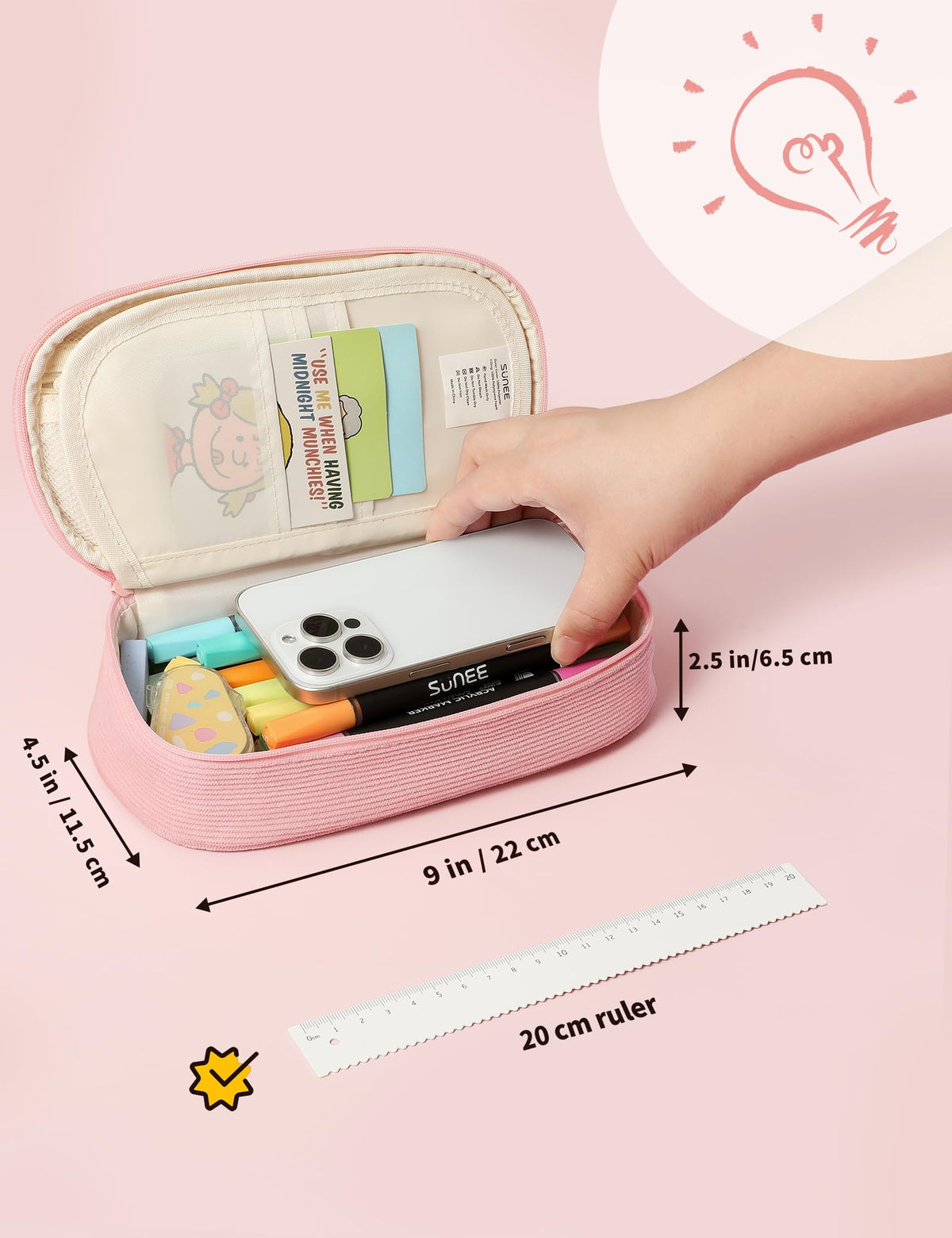 SUNEE Cute Pencil Case, Large Pencil Pouch, Aesthetic Big Pencil Bag with Zipper, Kawaii Stationery