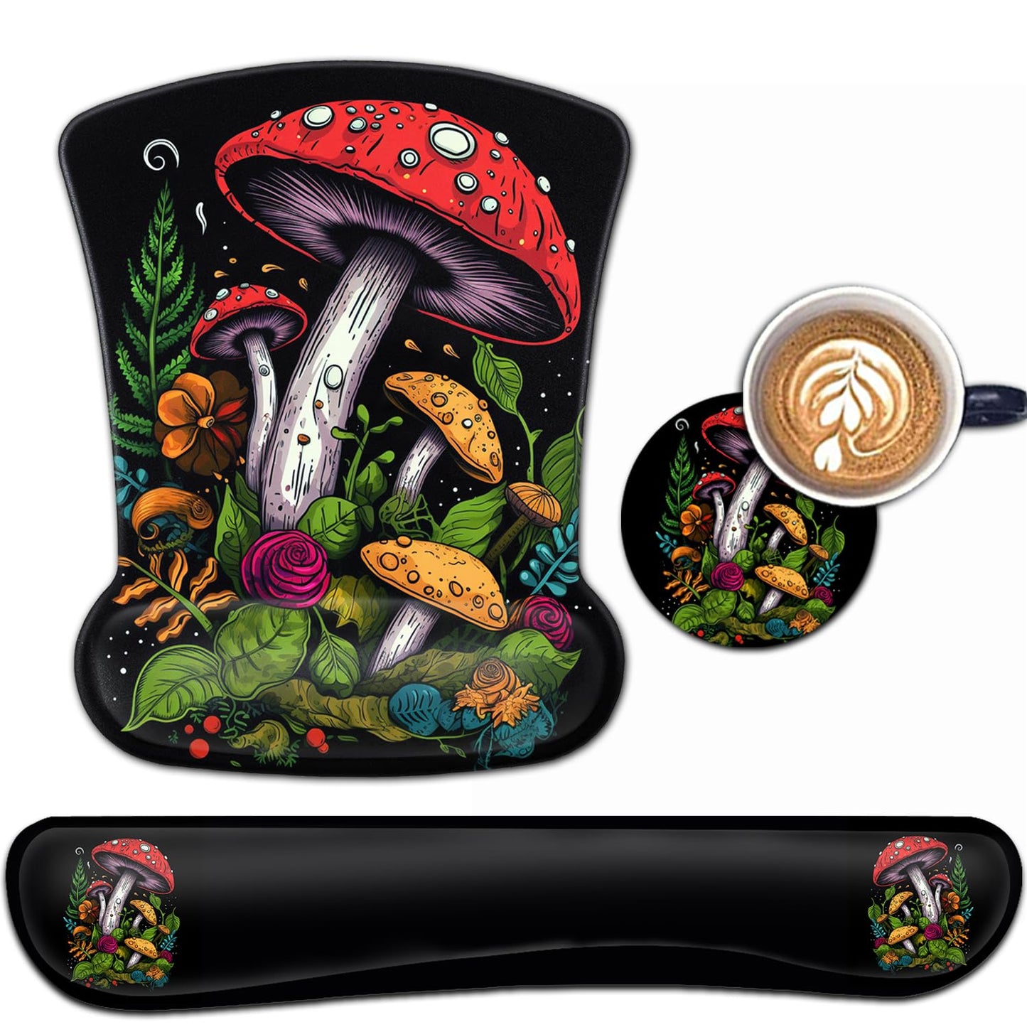 Keyboard Wrist Rest and Mouse Pad Wrist Support Set, Ergonomic Gel Mouse Pad Wrist Rest with