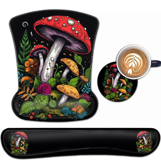 Keyboard Wrist Rest and Mouse Pad Wrist Support Set, Ergonomic Gel Mouse Pad Wrist Rest with
