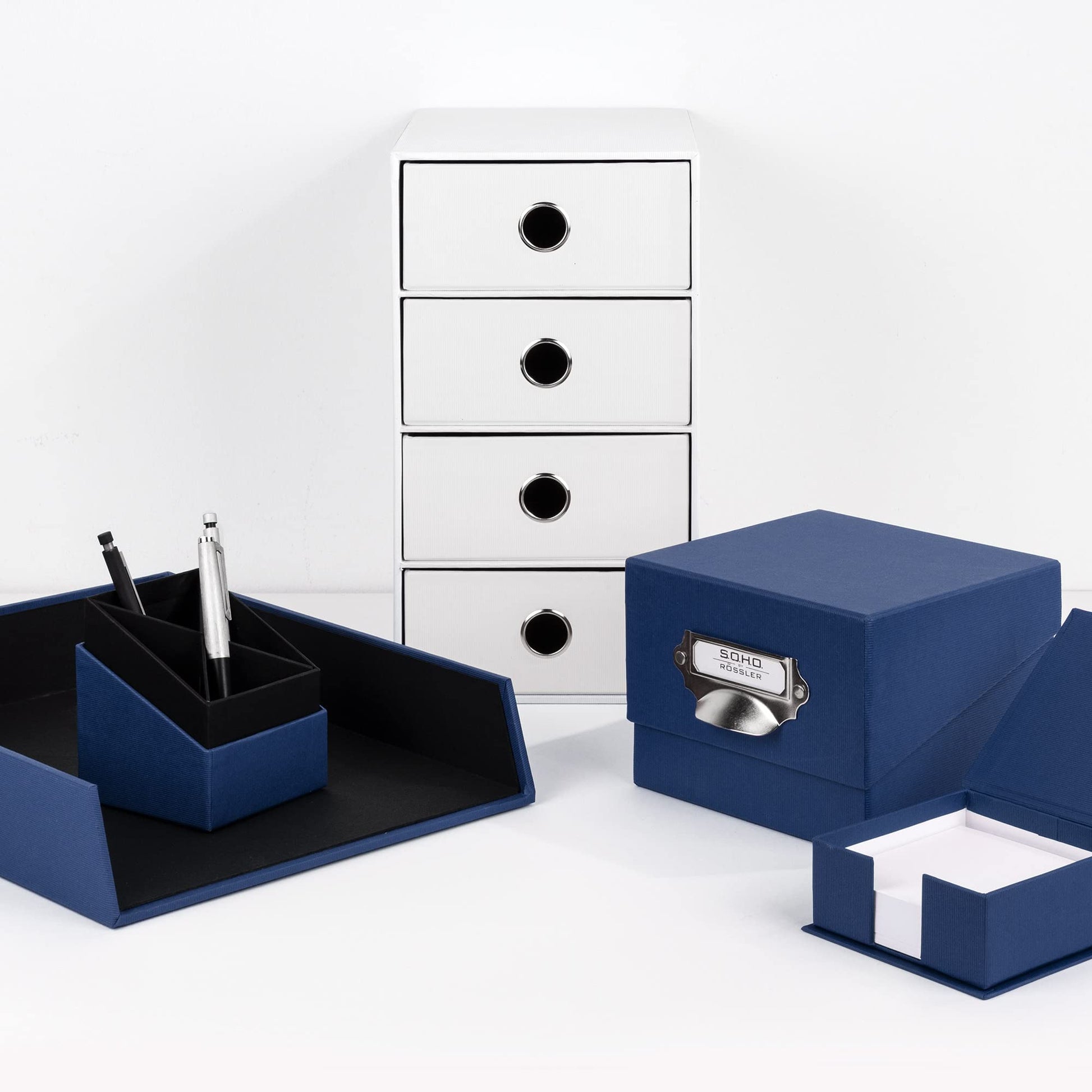 Rössler SOHO 165mm x 150mm A4 Photo Box with Handle and Index Holder - Navy Blue
