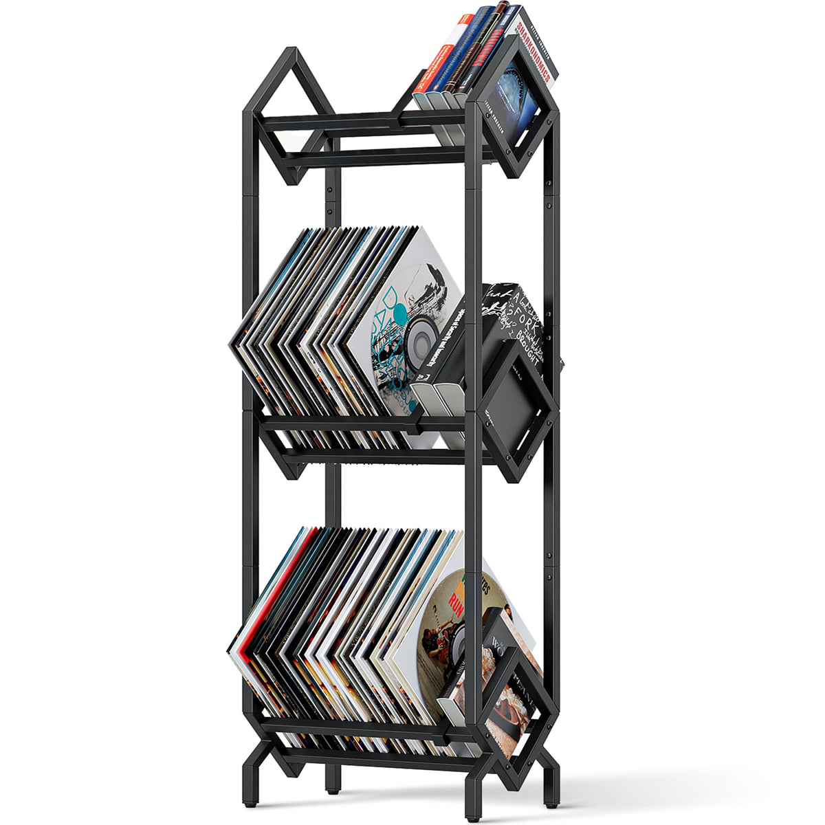 BOEASTER Vinyl Record Storage Rack, Record Holder 260-280 LP Storage Shelf Display Stand for Albums