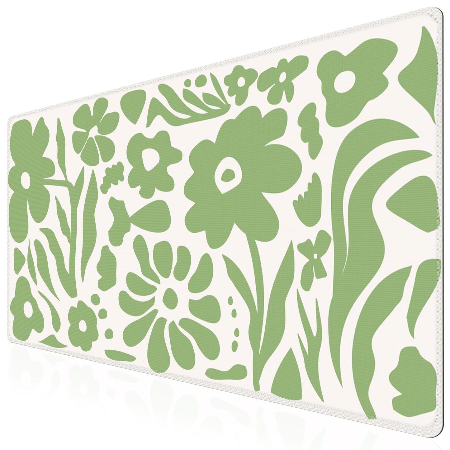 iCasso Desk Mat, Desk Matt for Desktop, Cute Desk Pad Mat, Green Flowers