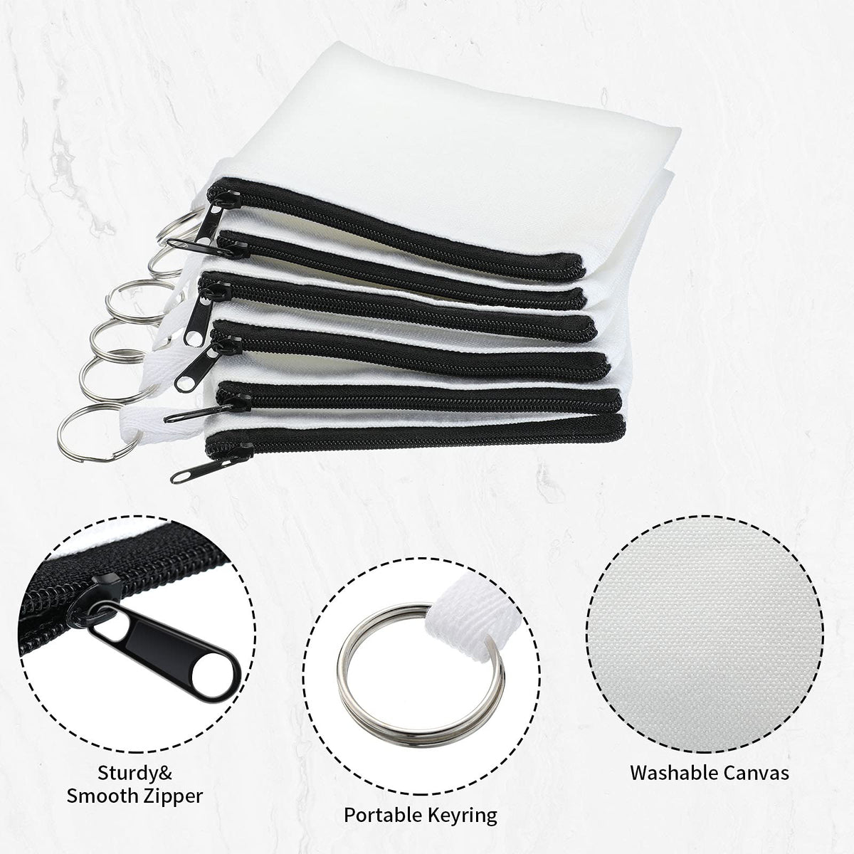 Frienda Sublimation Blank Coin Purse Small Canvas Makeup Bags, Black