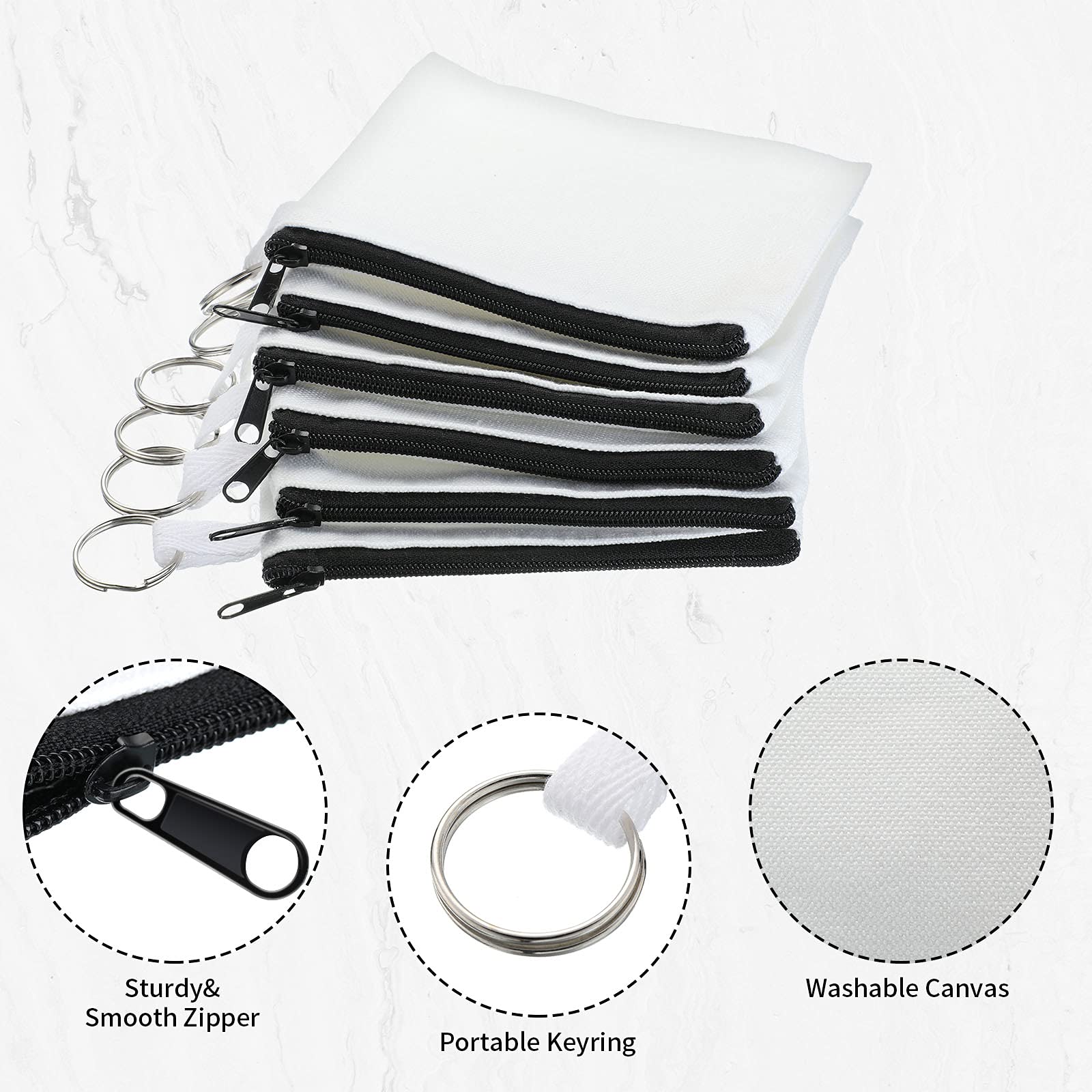 Frienda Sublimation Blank Coin Purse Small Canvas Makeup Bags, Black