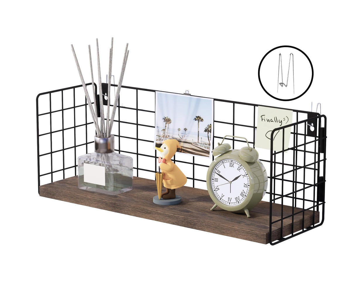 SoaShower Floating Cubicle Shelf with Hooks, Paulownia Wood Desktop Organizer for Office Cubicle