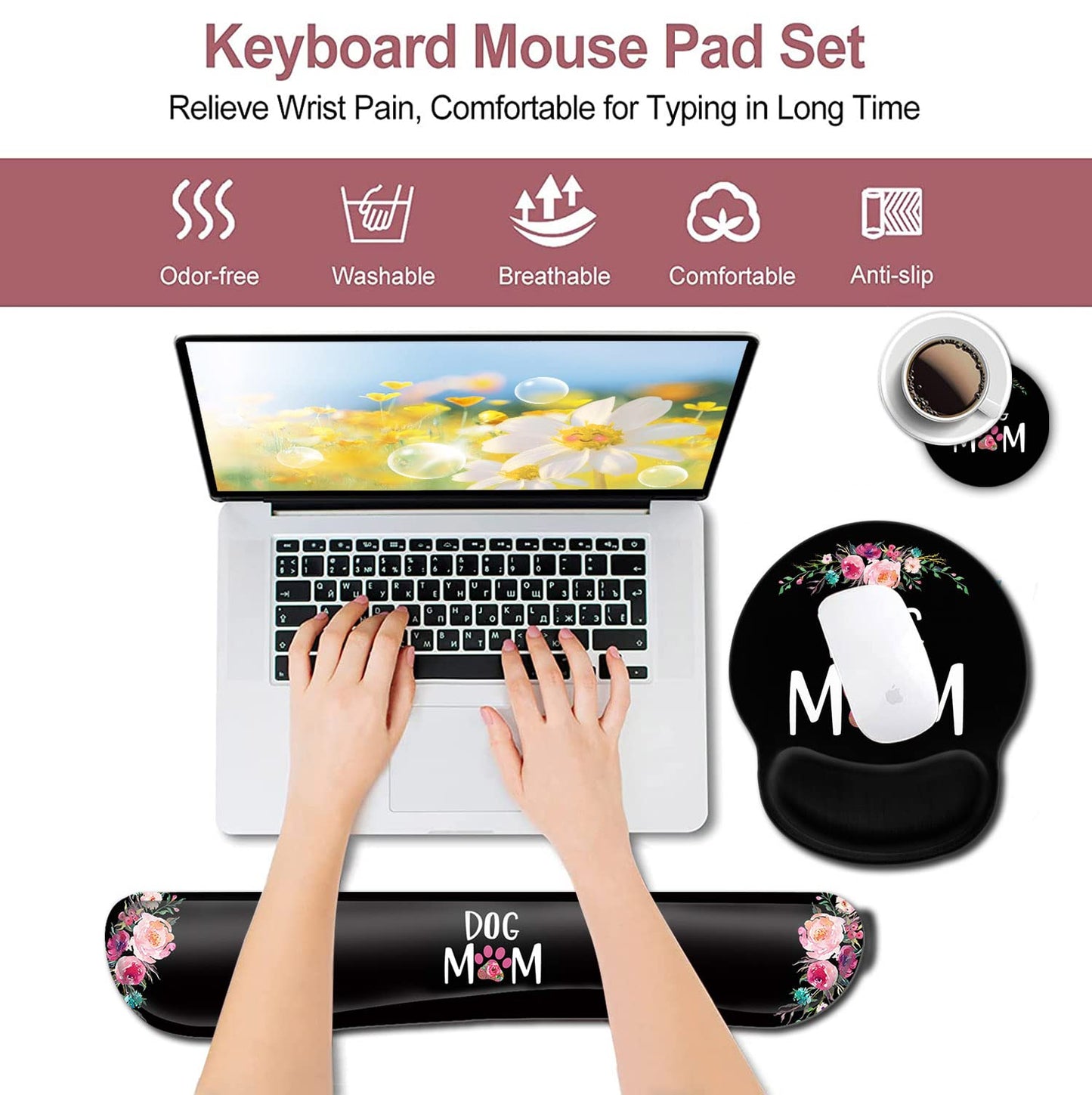 Mouse Pad with Gel Wrist Rest Support,Ergonomic Soft Keyboard Wrist Rest to Relieve Wrist Fatigue