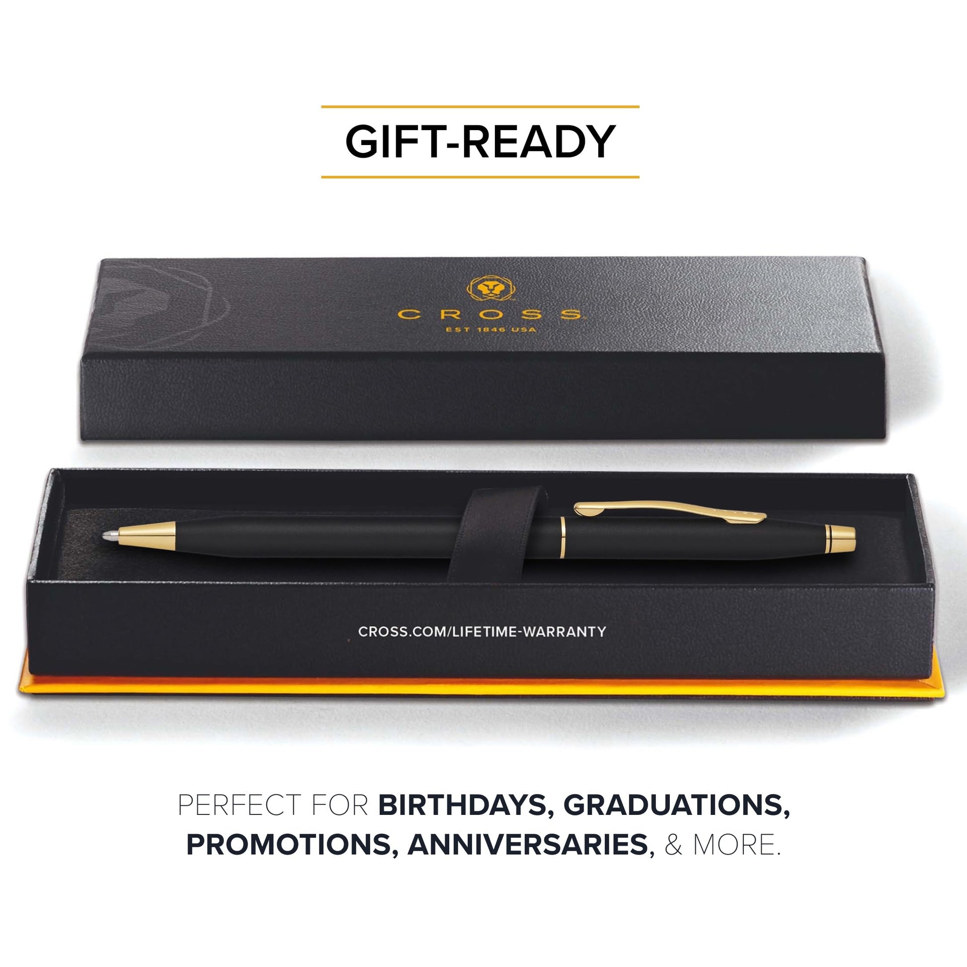 Cross Classic Century Ballpoint Pen, Black & Gold, Medium Point, Black Ink