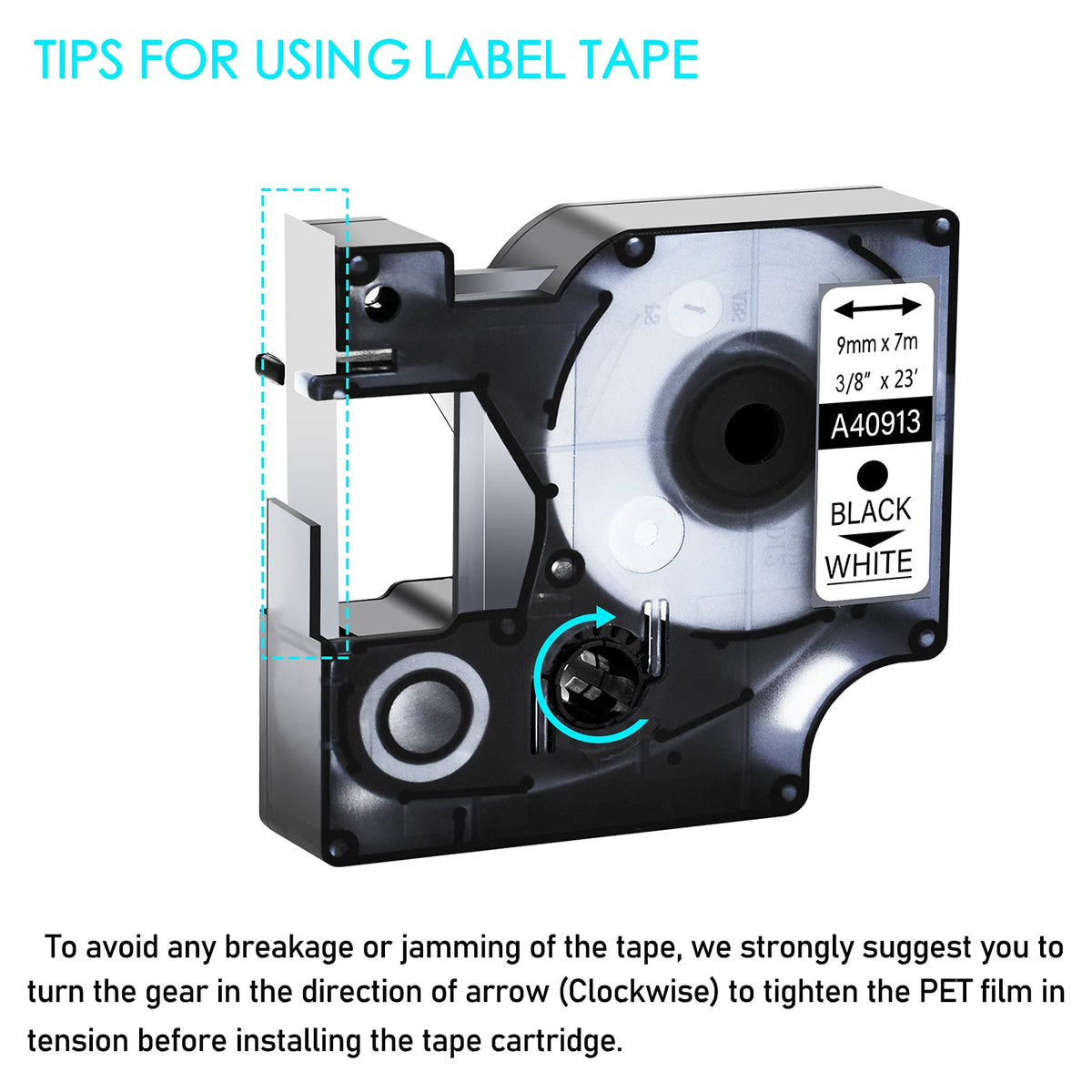 GREENCYCLE 5 Pack 40913 D1 Label Maker Refills S0720680 Black on White Tape Compatible for DYMO