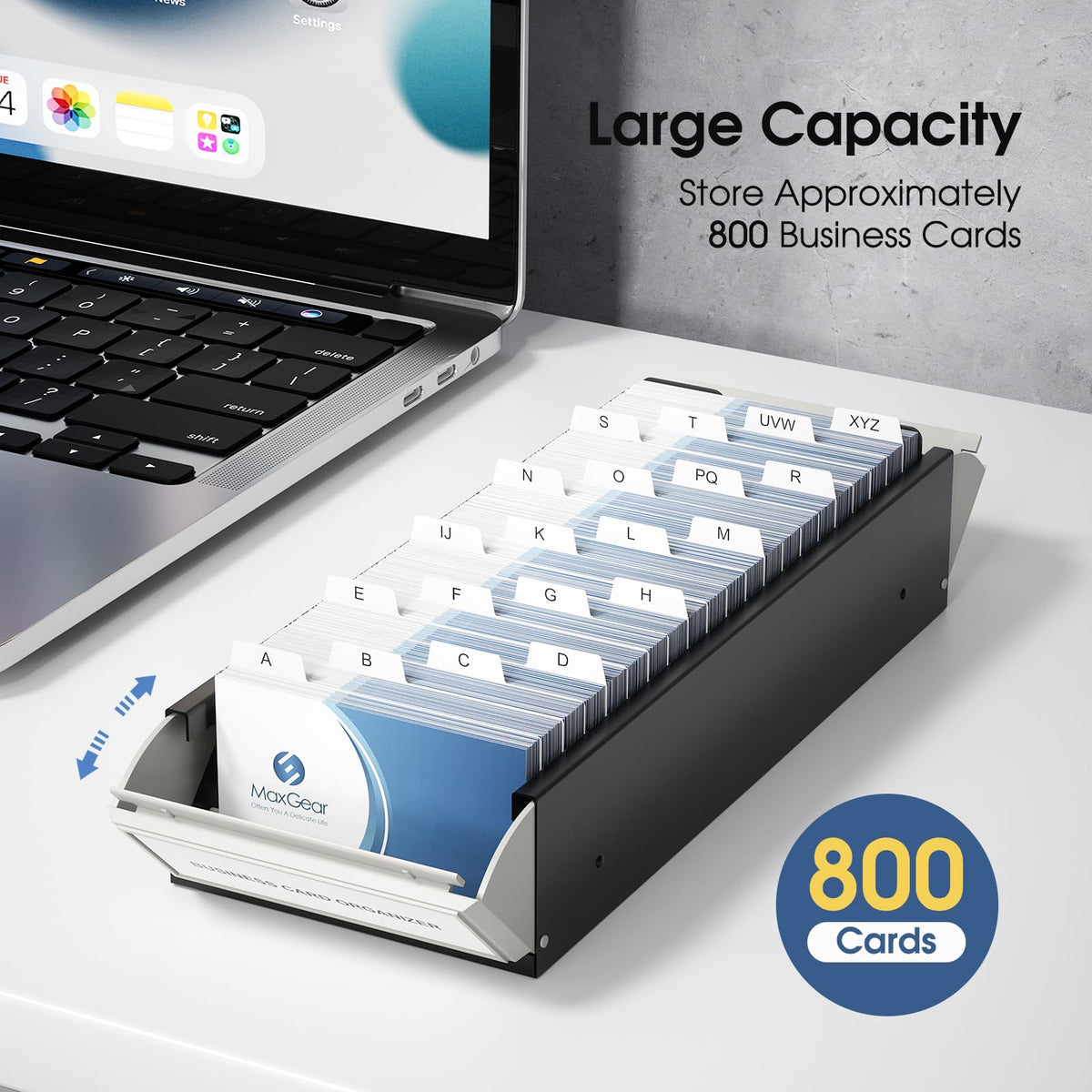 MaxGear Business Card Holder for Desk, Capacity: 800 Cards (3.5” x 2.2”)