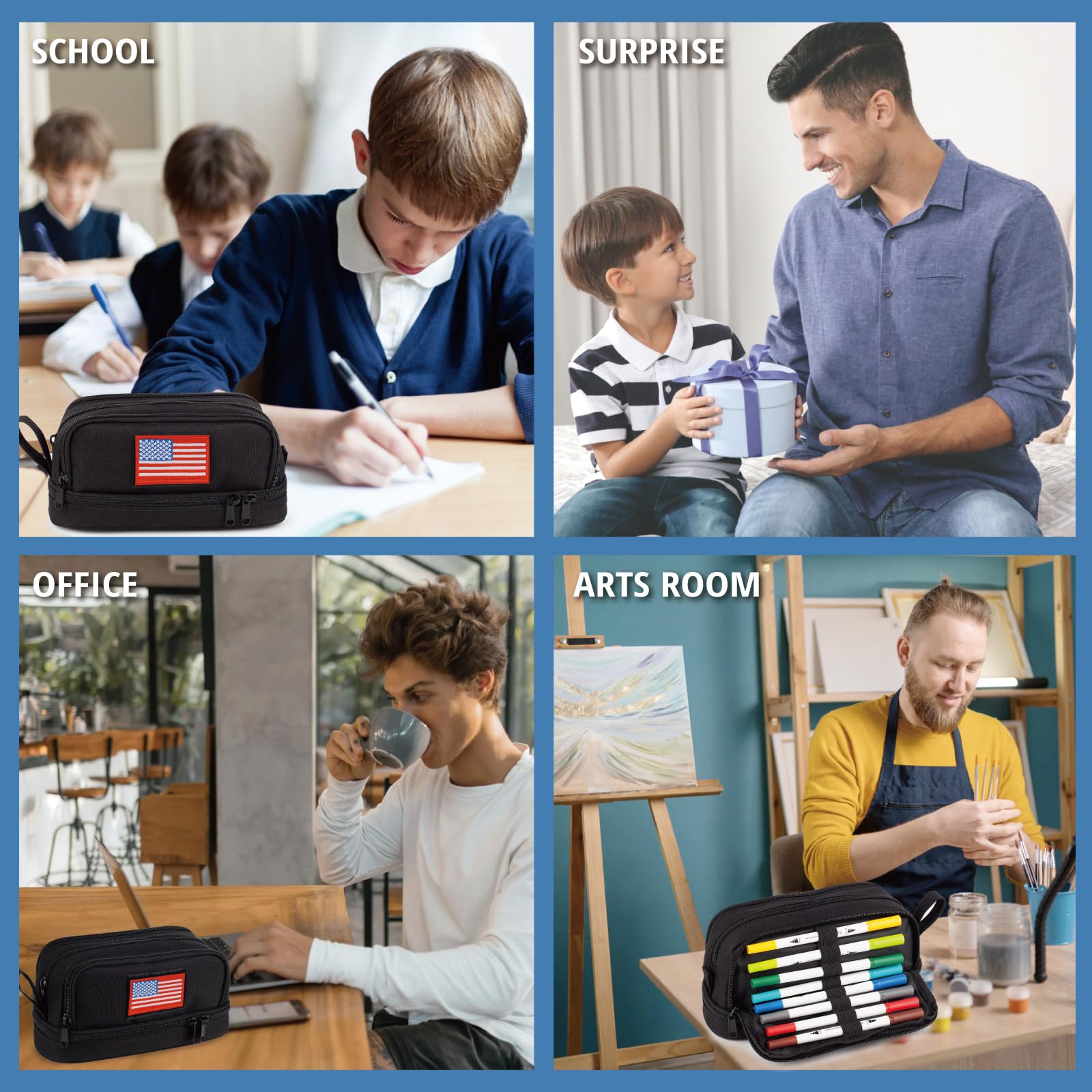 Tactical 4 Compartments Pencil Case for Boy, Large Pen Pouch Bag for School