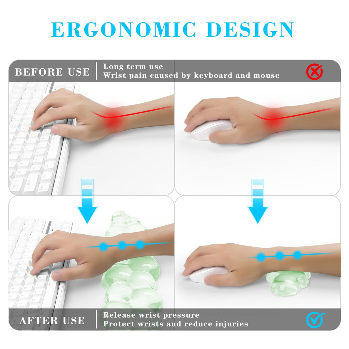 Gel Cloud Keyboard and Mouse Wrist Rest, Cute Wrist Support and Arm Support Keyboard Rest for