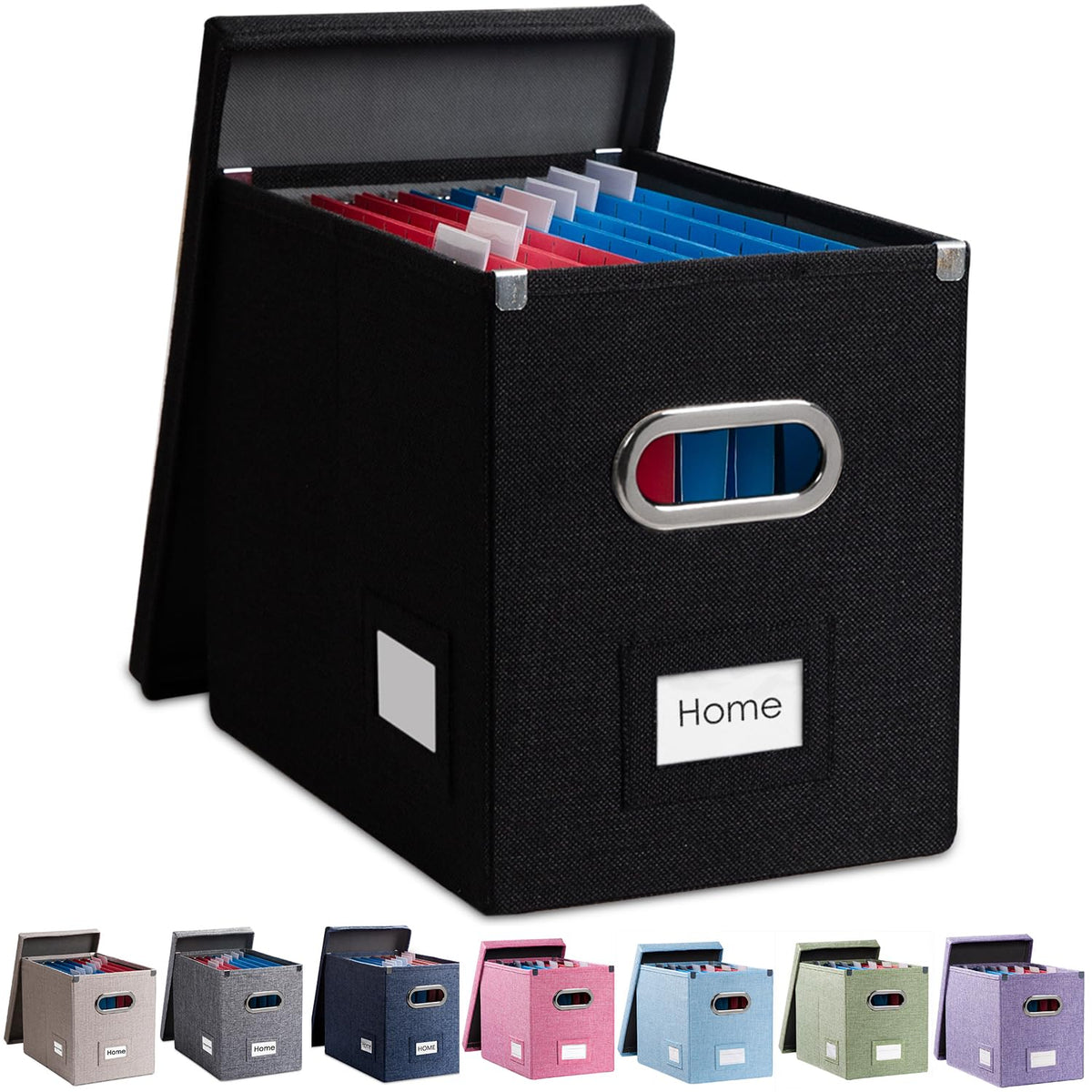 PRANDOM File Organizer Box - Set of 1 Collapsible Decorative Linen Filing Storage Hanging File