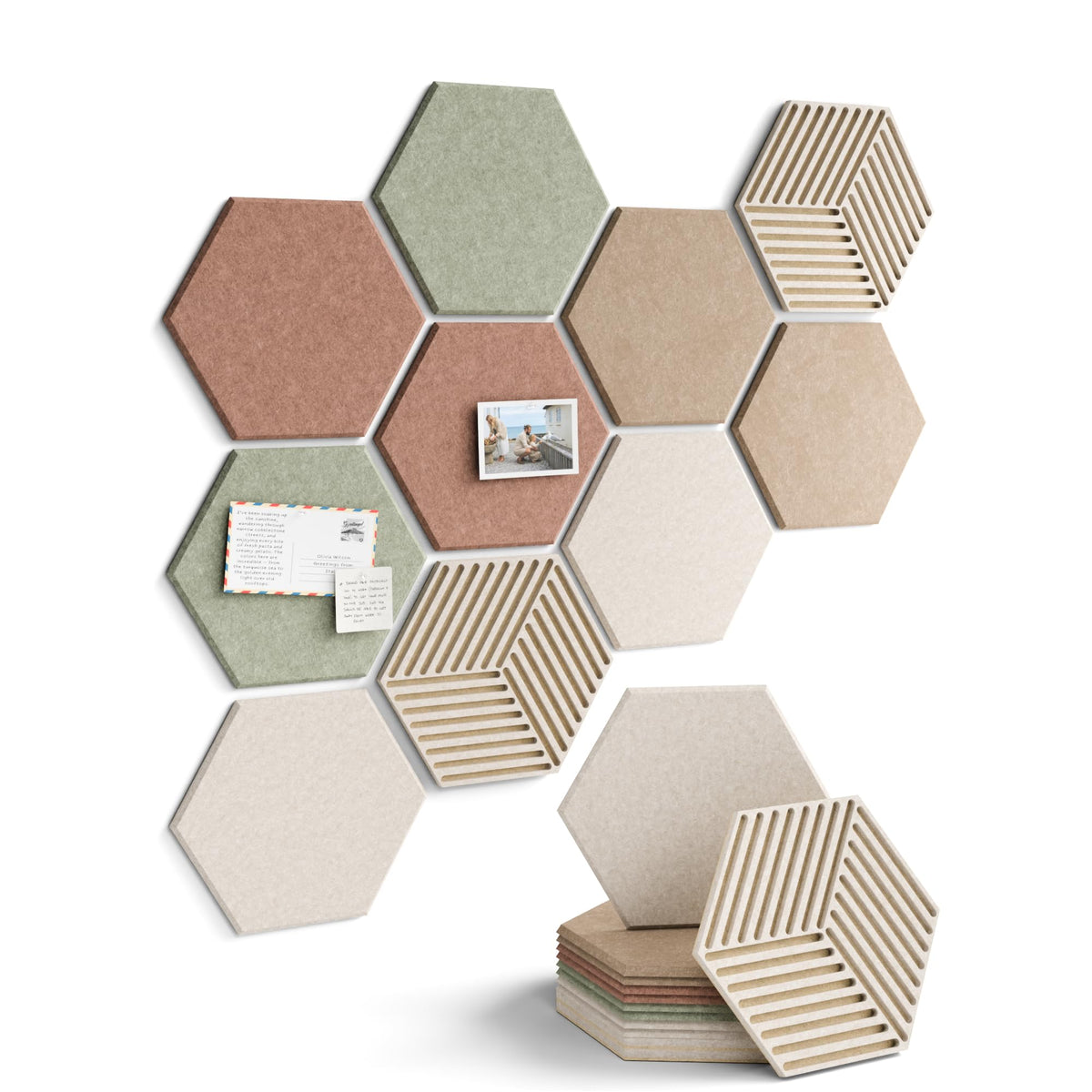 Fluxynara 10-Pack Hexagon Cork Board Alternative, Boho