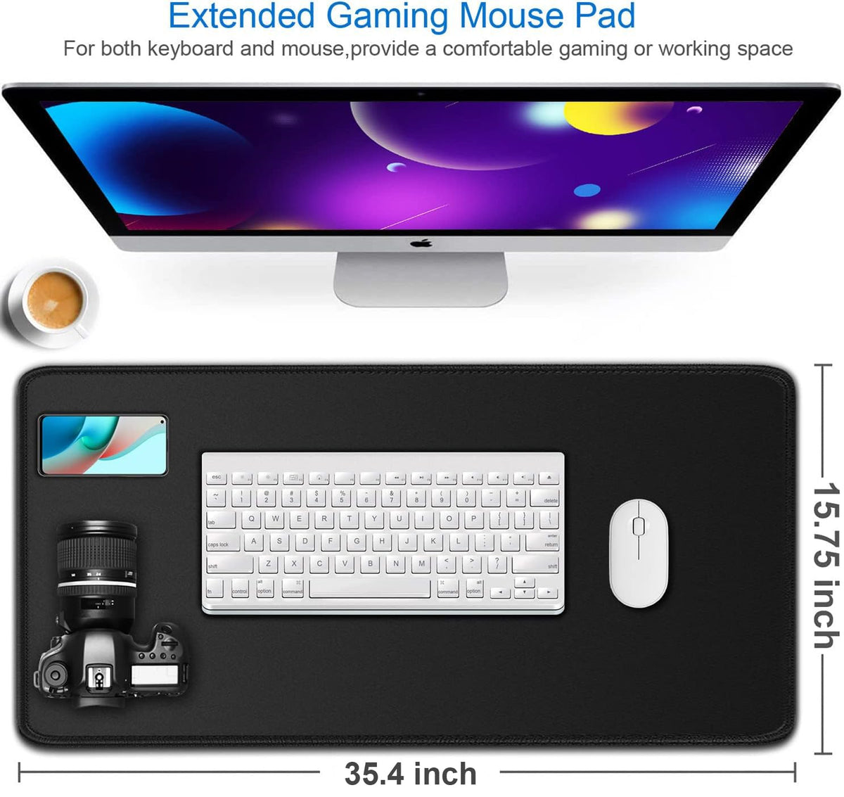 Large Mouse Pad, 35.42x15.7 inch Large Gaming Non-Slip Mousepad Rubber Base