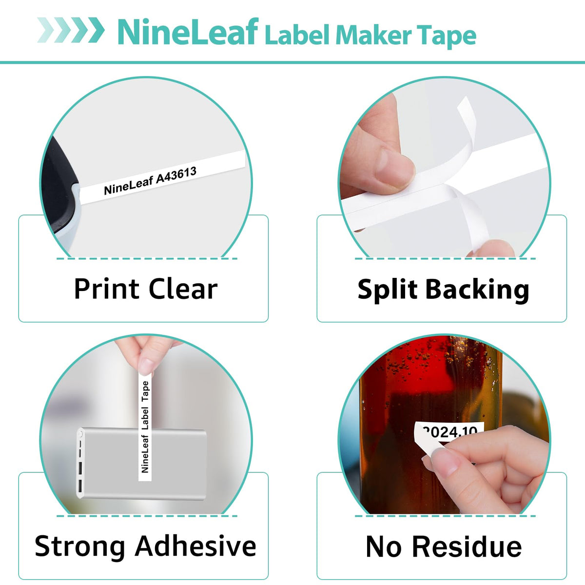 NineLeaf 10 PK Compatible for Dymo D1 43613 S0720780 Label Tape 6mm 1/4 Inch Black on White Refill