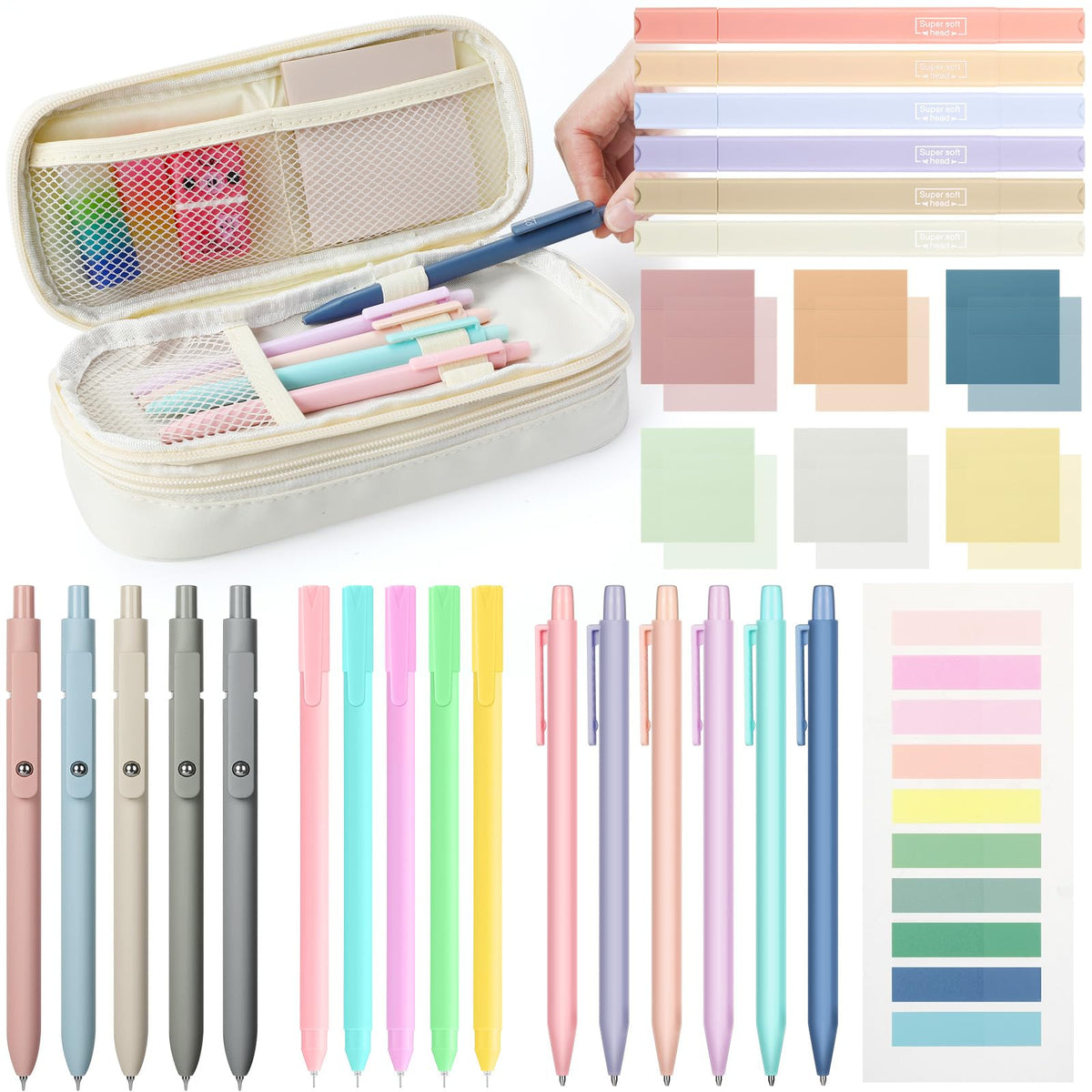 Lincia 30 Pcs Aesthetic School Supplies for Stationary Essentials, White