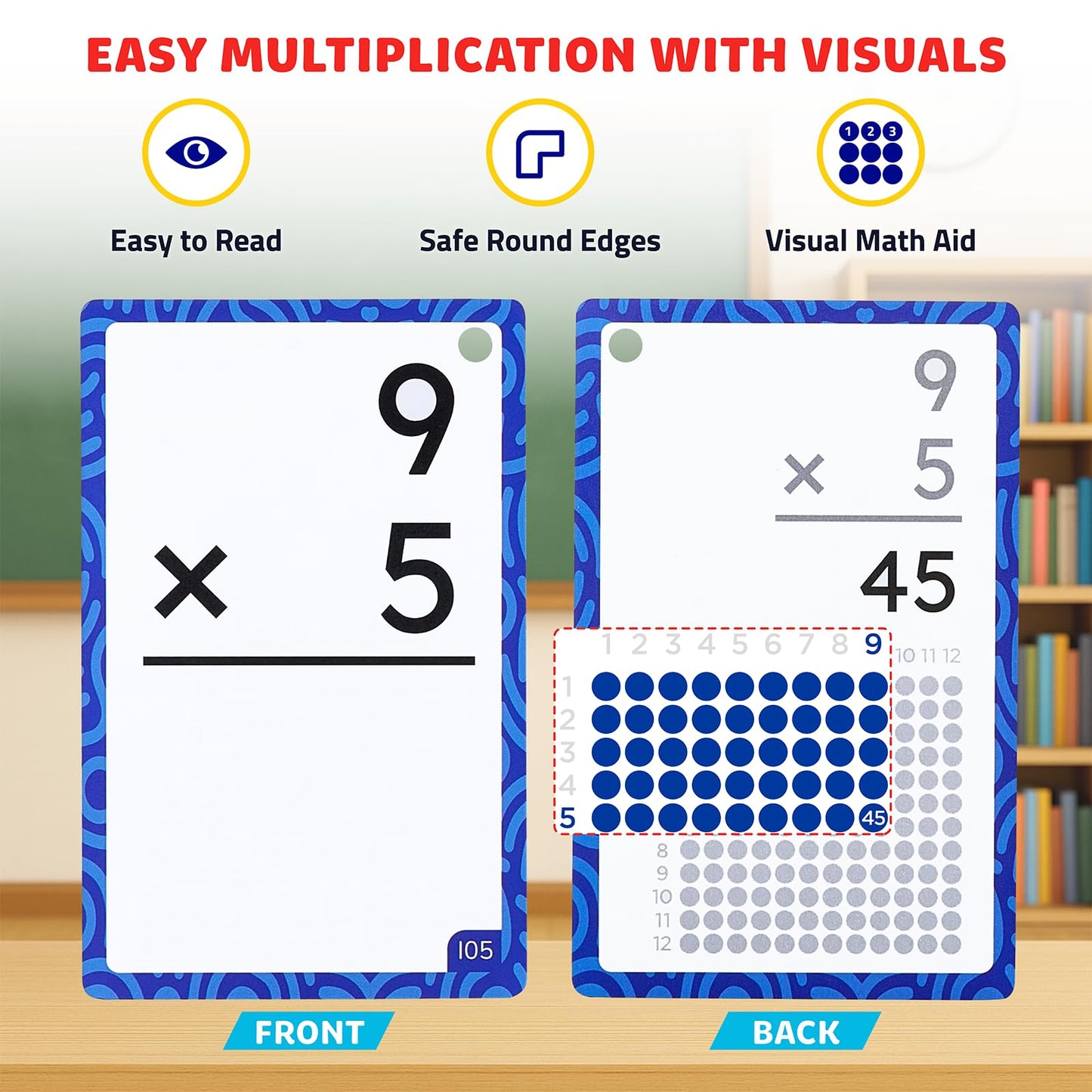 JoyCat Multiplication Flash Cards + Chart- 156 Hole Punched Math Game Flashcards for Kids Ages 8