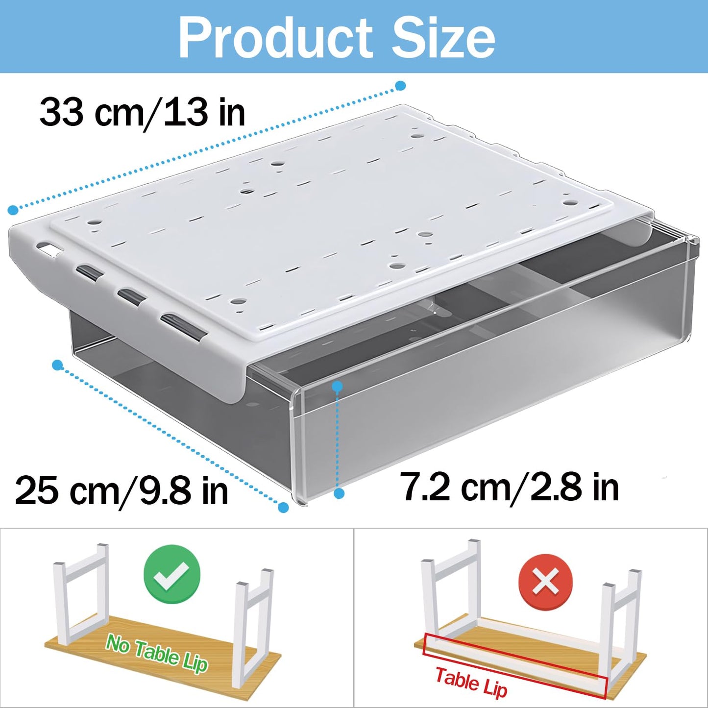 SVNNELP Large Under Desk Table Drawer Storage Organizer A4, Hidden Self-Adhesive Under Desk Pencil