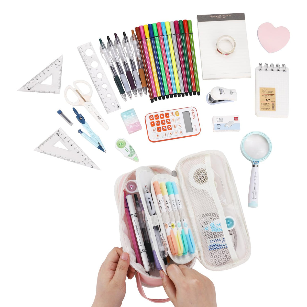 Dugio Large Pencil Case Zipper Pencil Pouch for Girls Adults Kids Aesthetic Pencils Bag Organizer