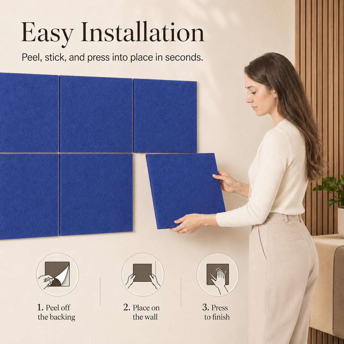 Baysola Felt Bulletin Board Tiles, Cork Board Alternative, 48 x 36 in