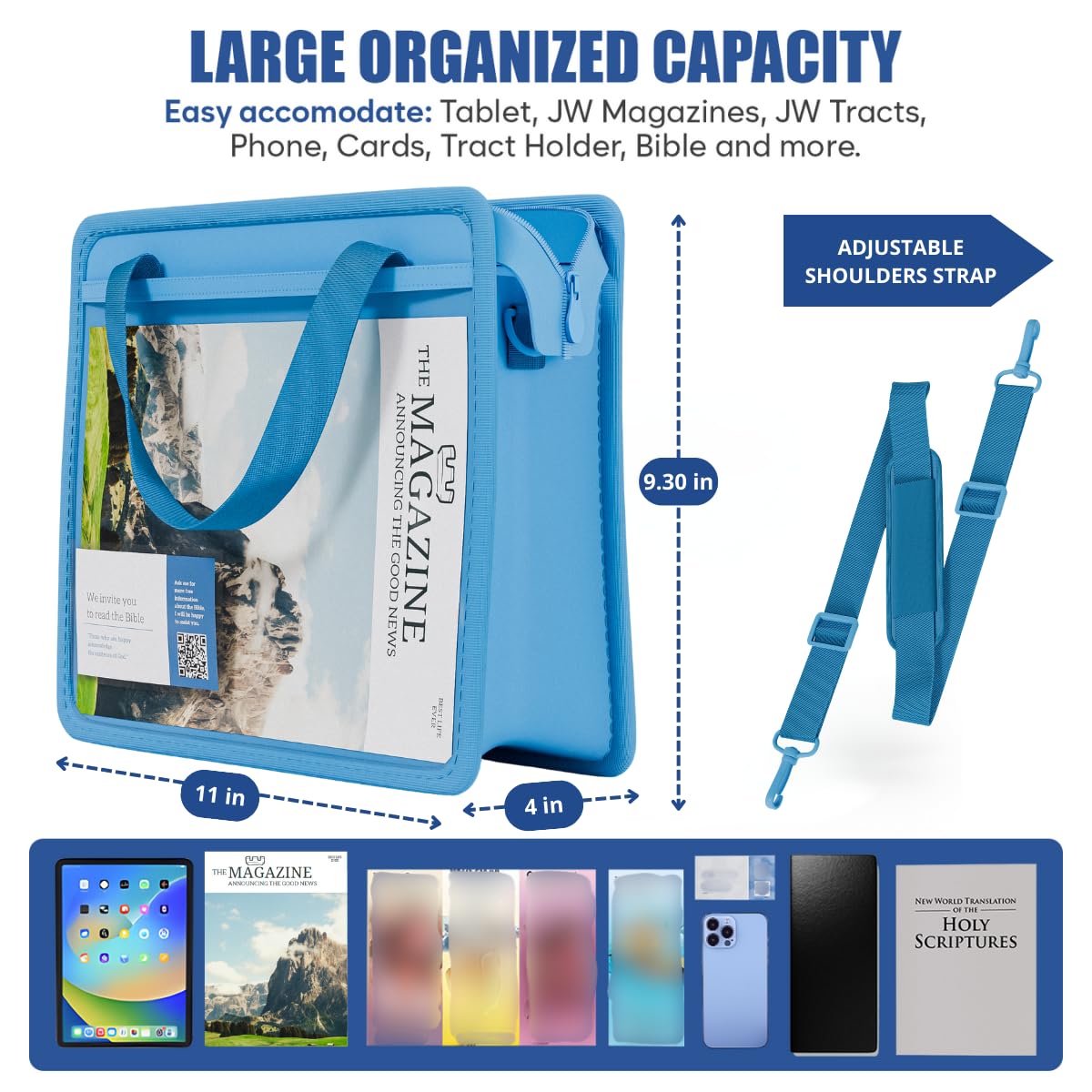 JW Magazine and Tract Holder, Ministry Field Service Supplies, Light Blue