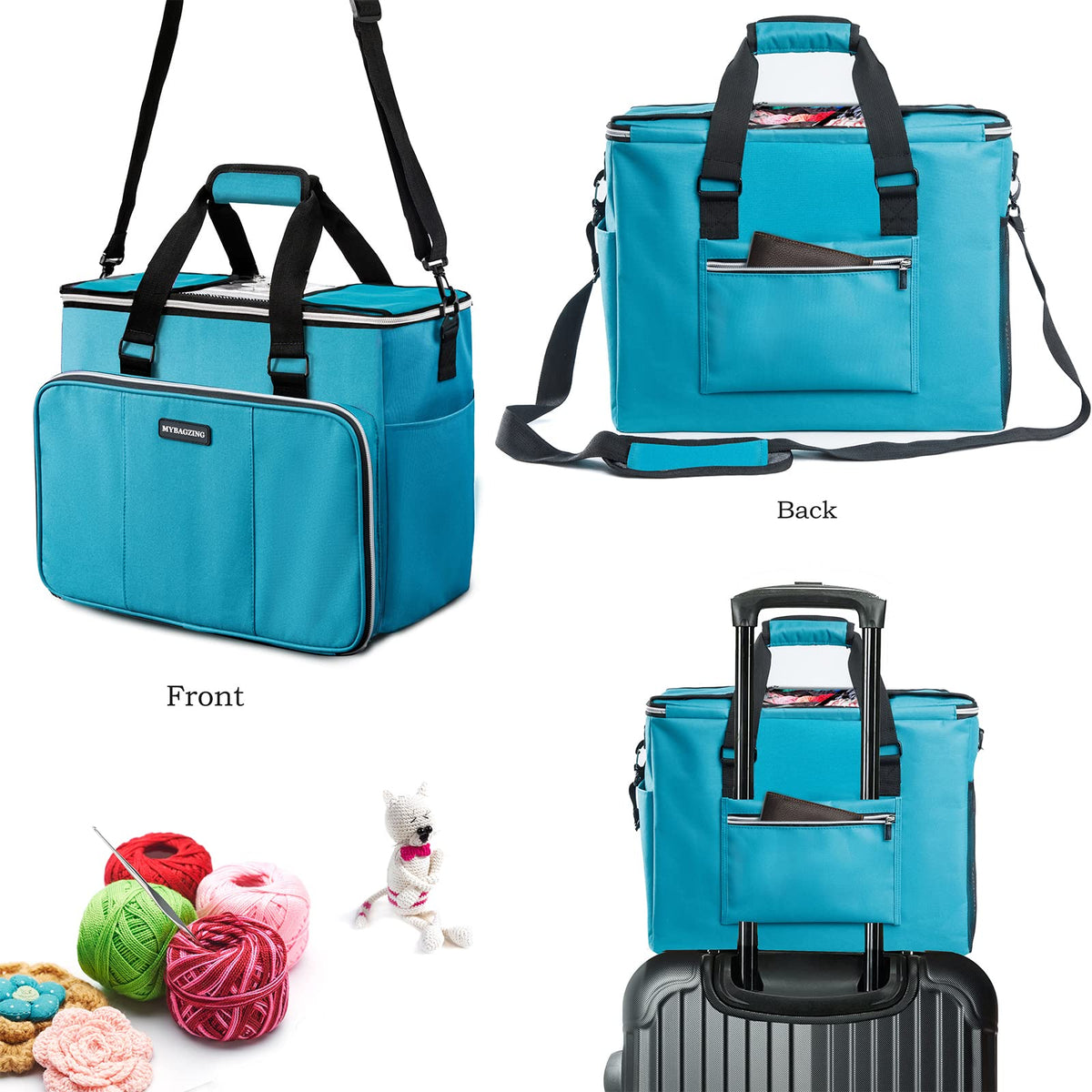 MYBAGZIING Knitting Bag, Large Yarn Storage Organizer, Crochet Bags and Totes, Yarn Bags for