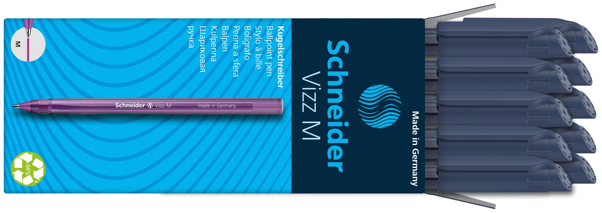 Schneider Vizz 102223 Midnight Blue Ballpoint Pen for Easy and Quick Writing - Ink Colour Barrel