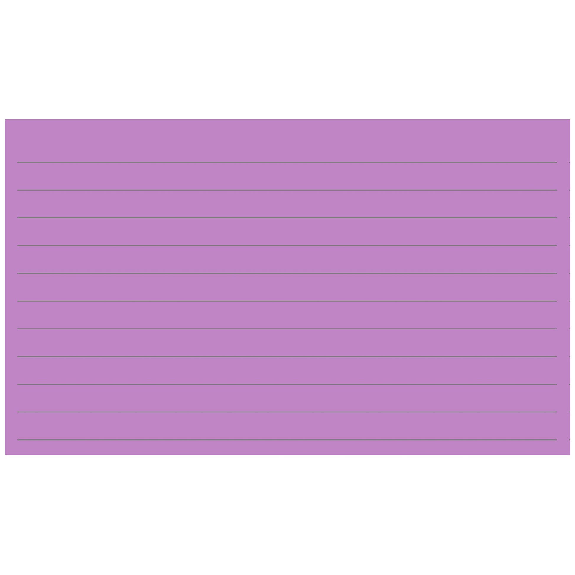 Colonial Cards: 150 Color Cardstock 3" x 5" Index Cards, Medium Purple, Lined Landscape Format