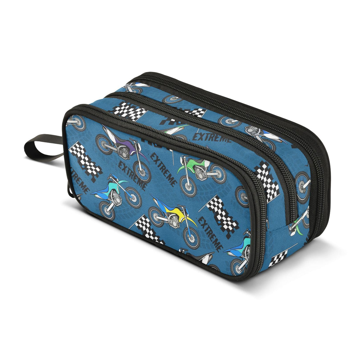 BOENLE Colorful Motorcycle Pencil Case Box Boys Girls Large Pencil Pouch with Zipper Compartments