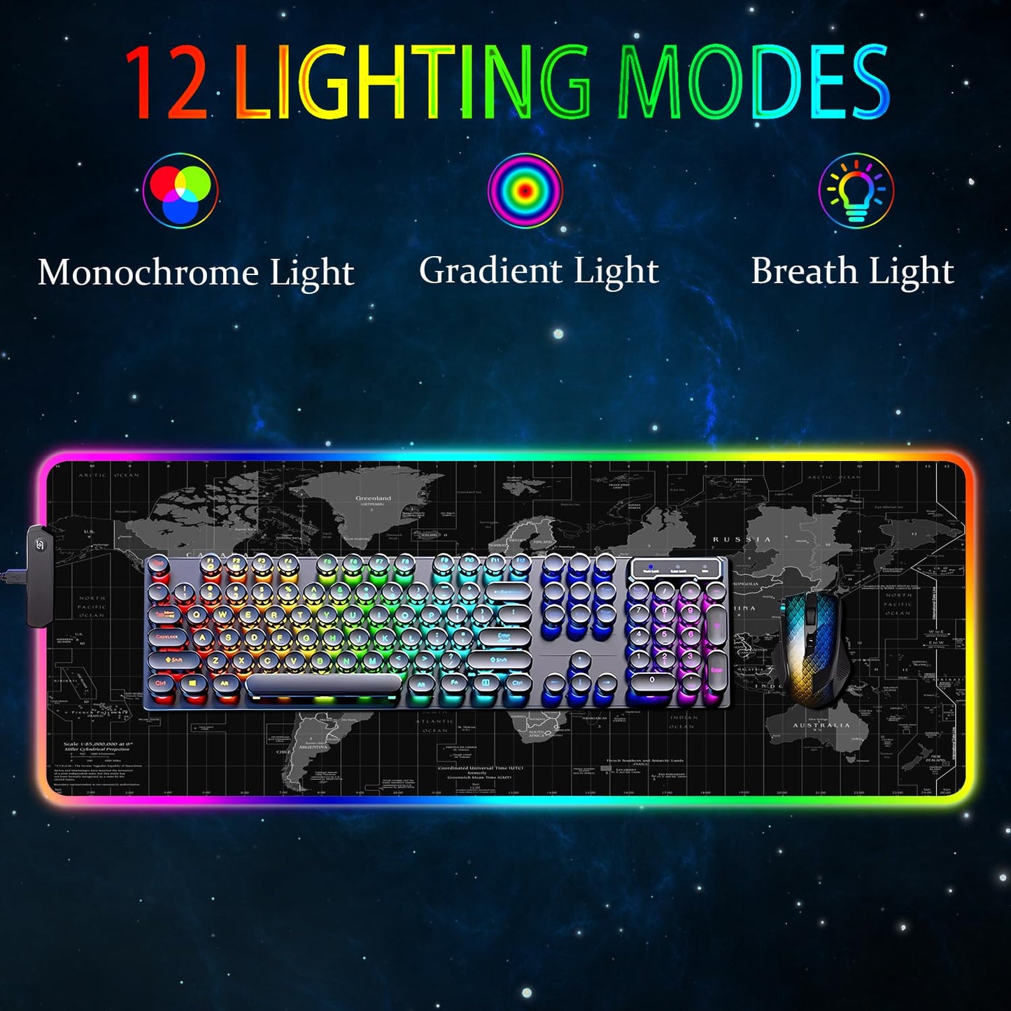 Armanza RGB Gaming Mouse Pad, Large Mousepad with Led Light, Gaming Accessories Keyboard Pad for