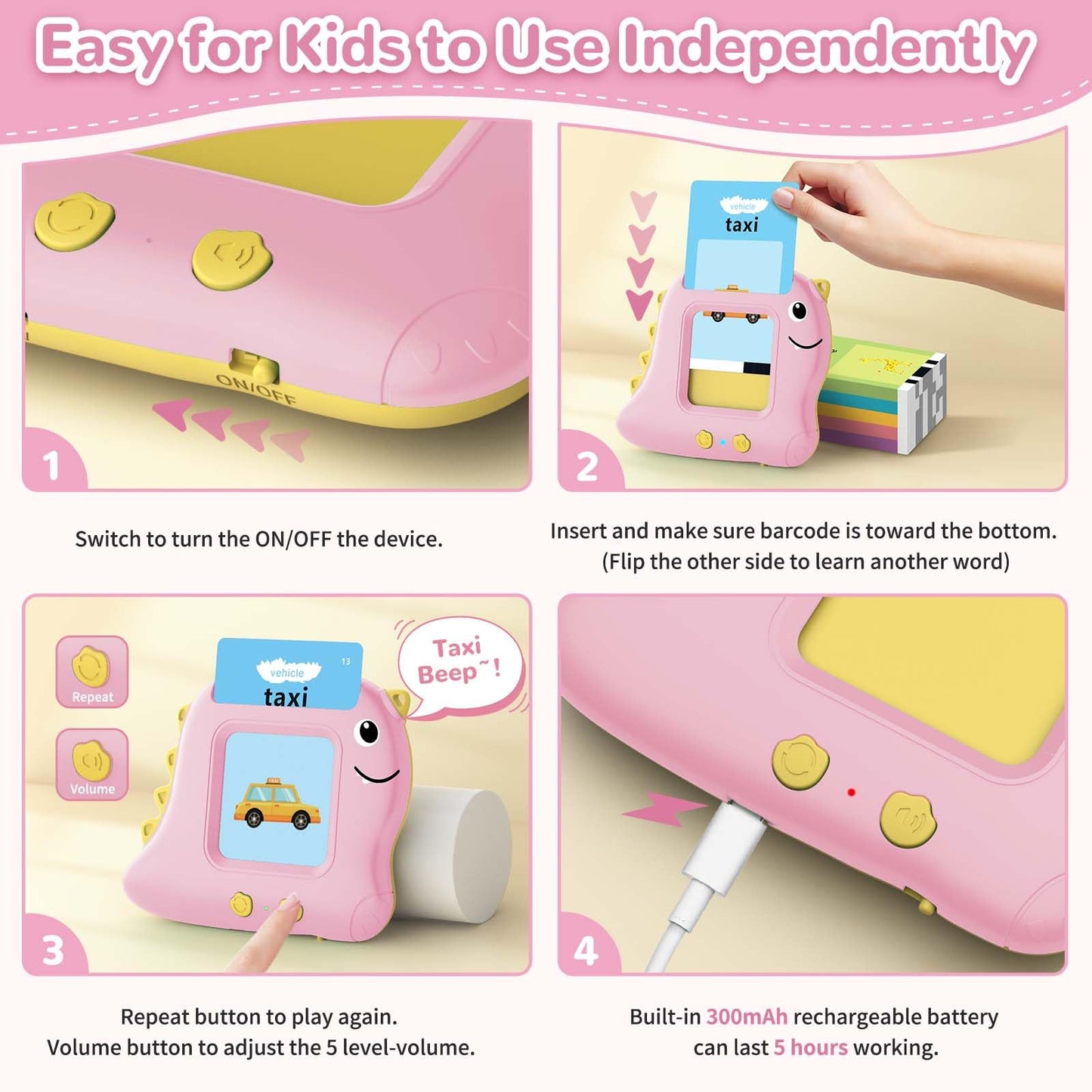 Talking Flash Cards with 510 Sight Words, Girls Toys for 2-4 Years (Pink)
