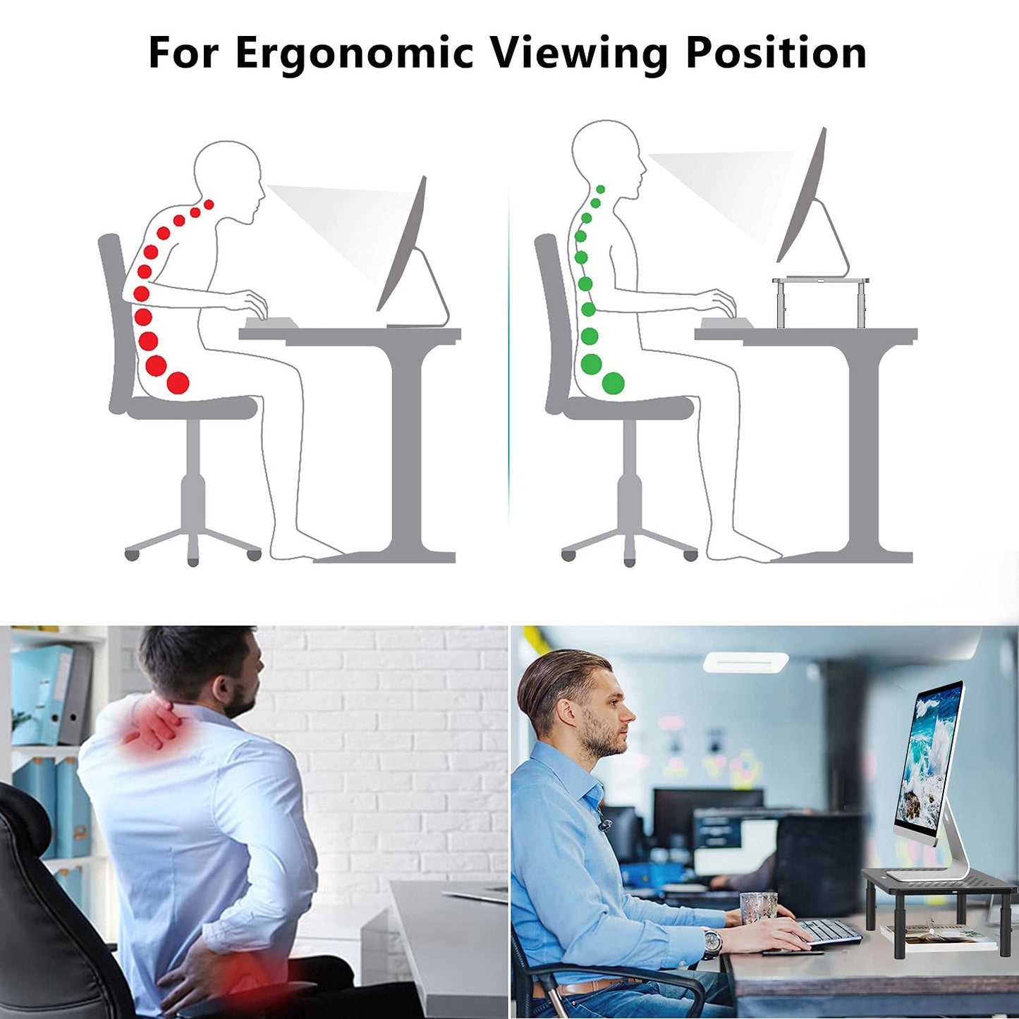 WALI Desk Organizer, 1 Tier Computer Monitor Stand for Desk, Desk Monitor Riser 3 Height