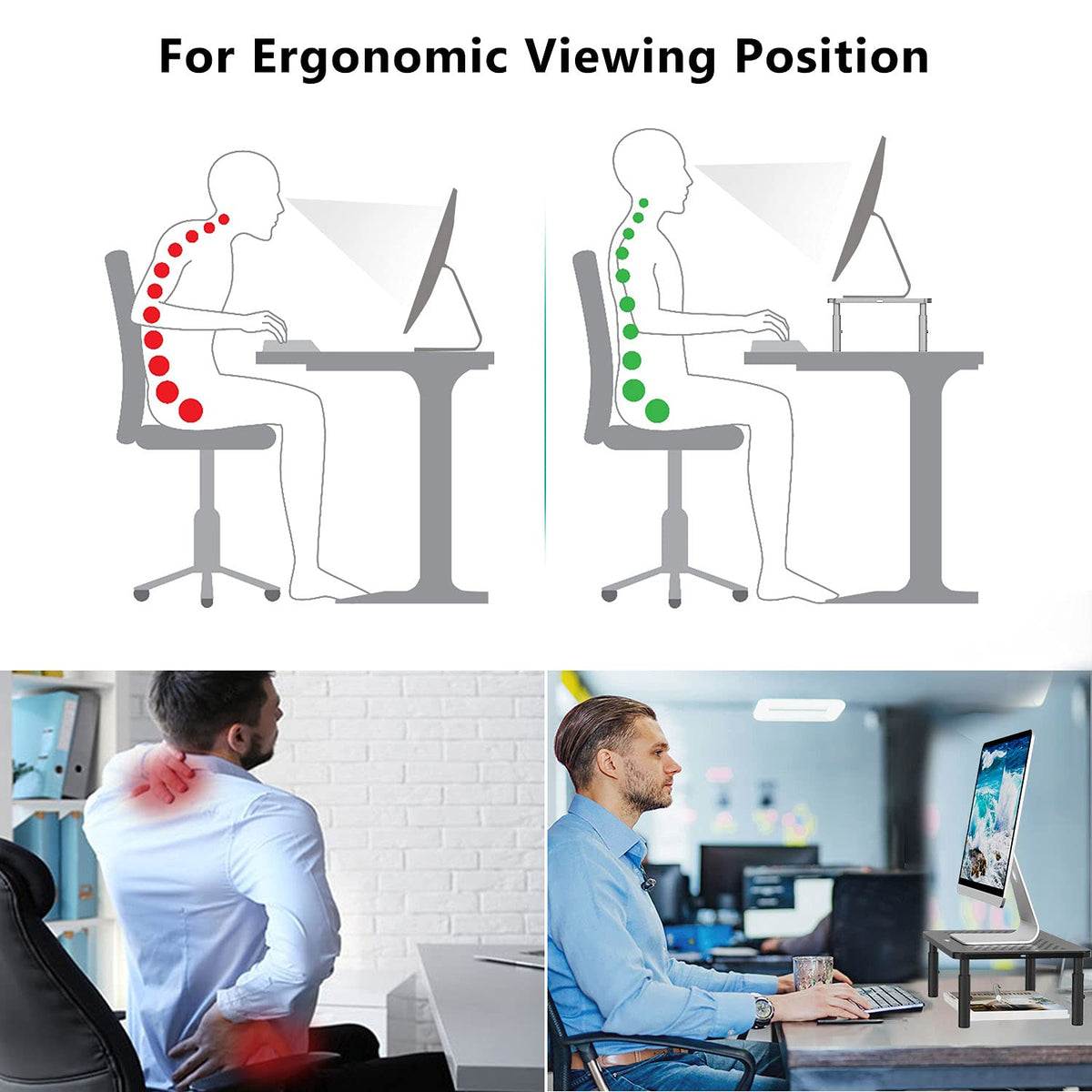 WALI Desk Organizer, 1 Tier Computer Monitor Stand for Desk, Desk Monitor Riser 3 Height