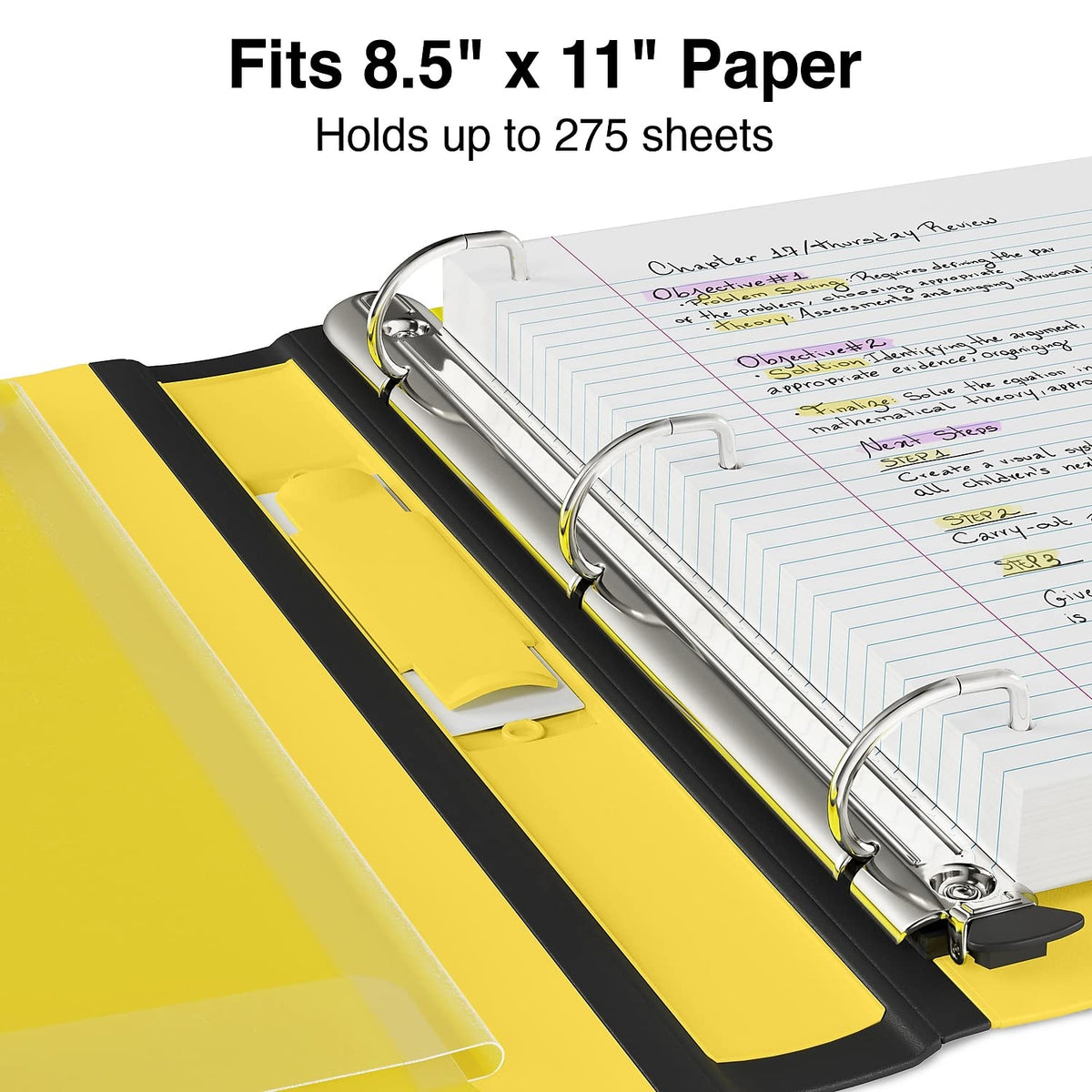 Staples Better Binder, 1 Inch D-Ring, Yellow, 275 Sheets, 3-Pack