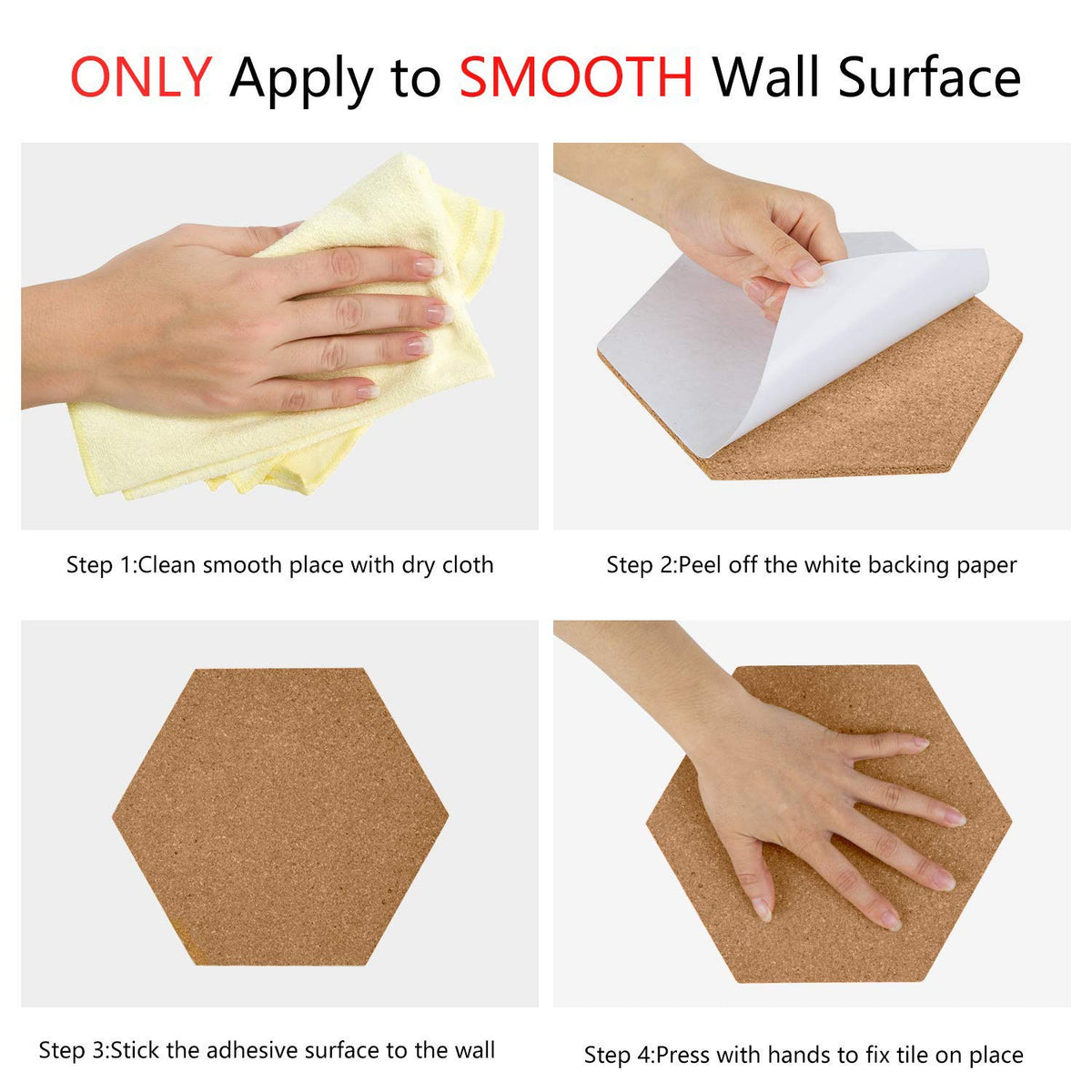 HBlife 10 Pack Hexagon Self-Adhesive Cork Board Tiles 12" X 10"