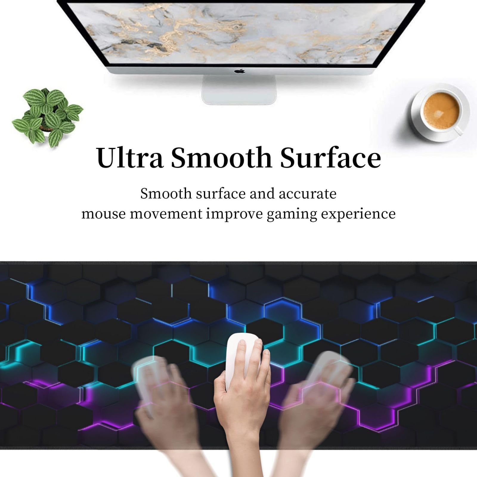 Beehive Honeycomb Funny Cool Black Large Gaming Mouse Pad, Extended Big Keyboard Mouse Mat, Long