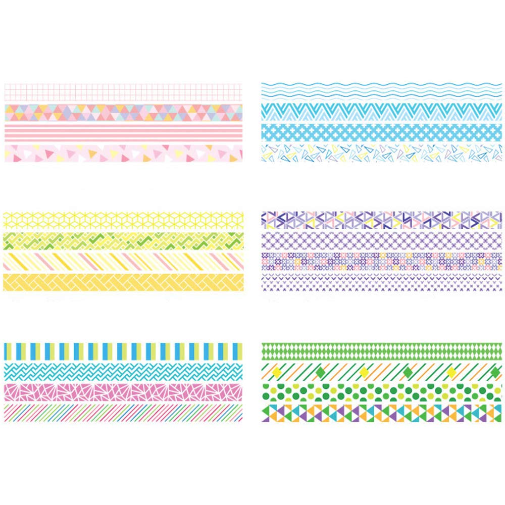 YUBBAEX 24 Rolls Washi Tape Set Basic Skinny Masking Decorative Tapes for Arts, DIY Crafts