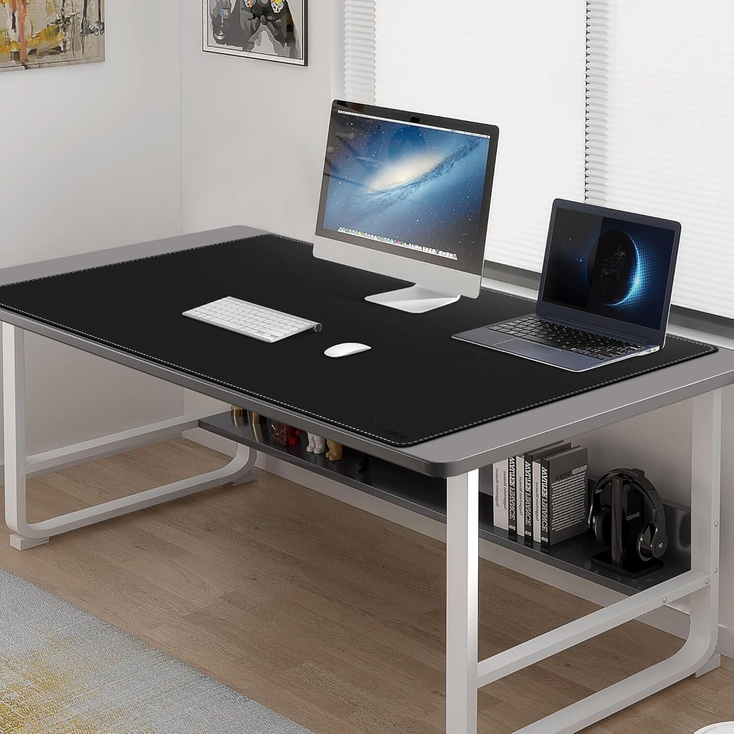 Mydours 55"x28" Extra Large Desk Mat - Full Desk Blotter Pad, (Black)