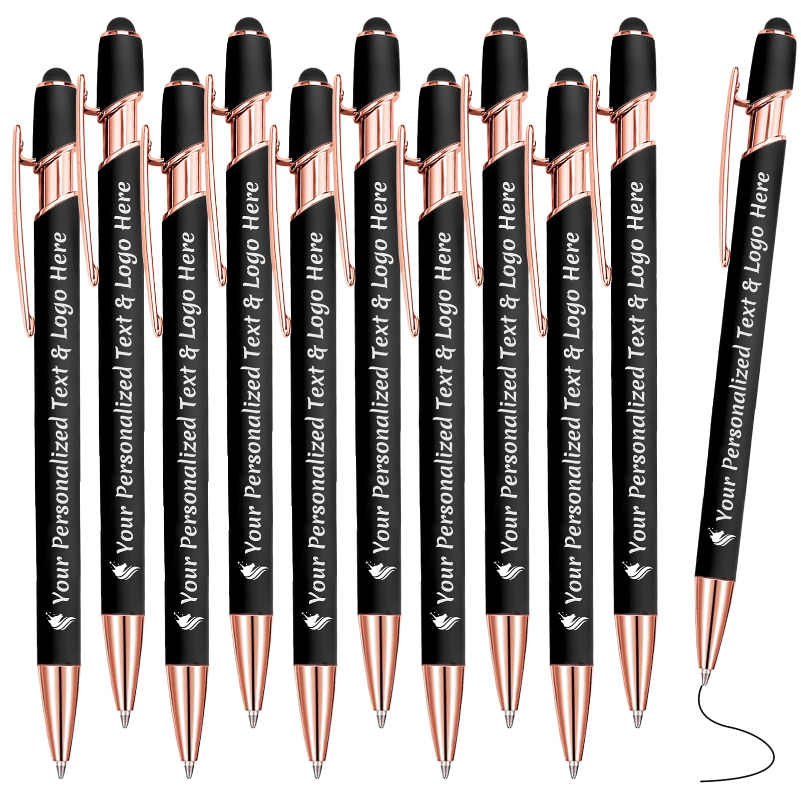 STREADVE Personalized Custom Pens 10 Engraved Writing Pen with Name Logo, Customized Promotional