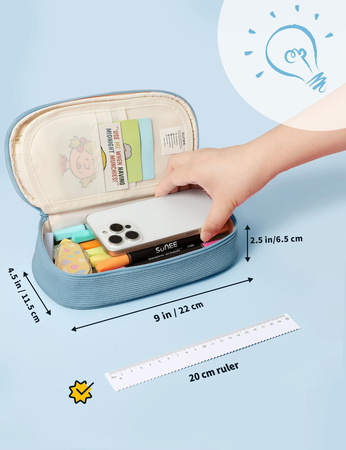 SUNEE Cute Pencil Case, Large Pencil Pouch, Aesthetic Big Pencil Bag with Zipper, Kawaii Stationery