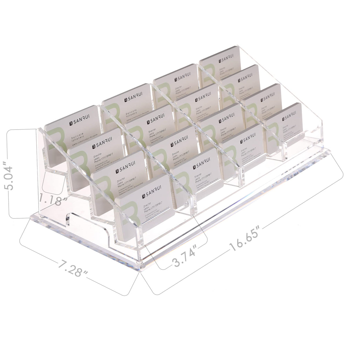 YUXUN Acrylic Business Card Holder for Desk-4 Tiers 16 Slots, Business Card Holder Case, Clear