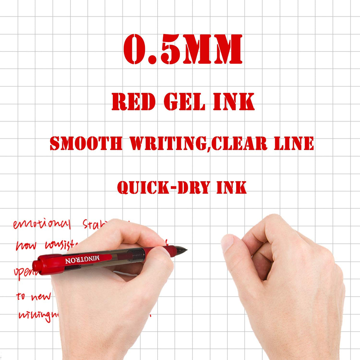 50 Pack No Smear Red Ink Retractable Fine Point Gel Pens Bulk, 0.5MM