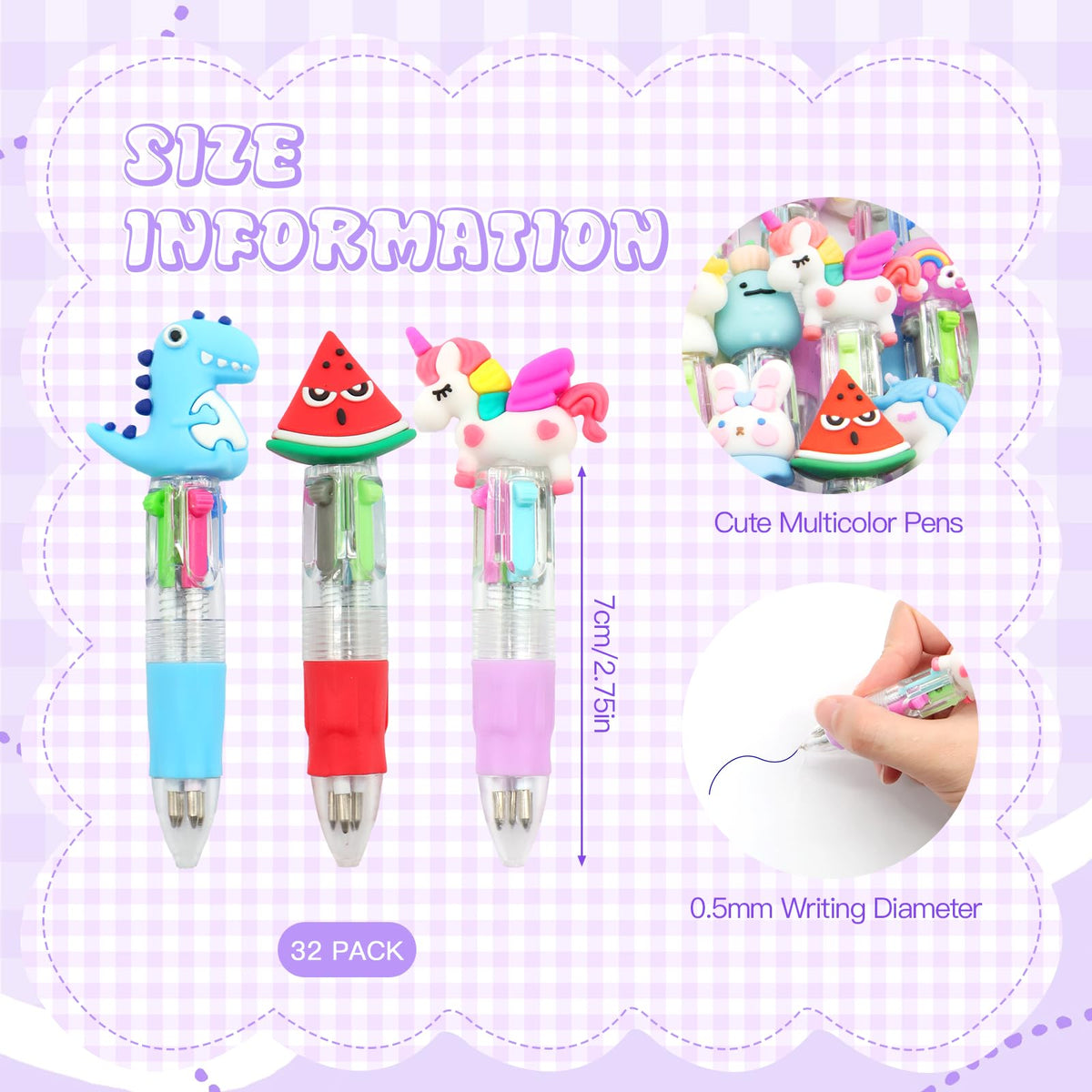 Scettar 32Pcs Multicolor Pen in One 4-in-1, Cute Ballpoint Pens Bulk for School Office, Classroom