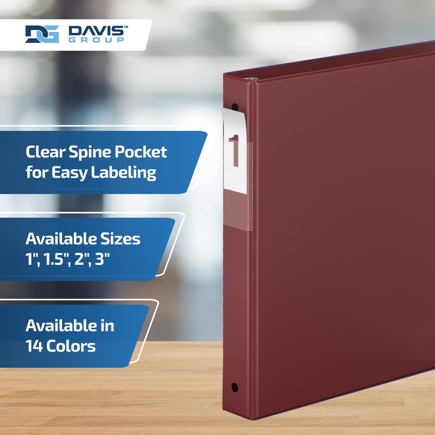 Premium Economy 3-Ring Binder, Spine Label, 1" Round Rings, Burgundy, 6 Pk