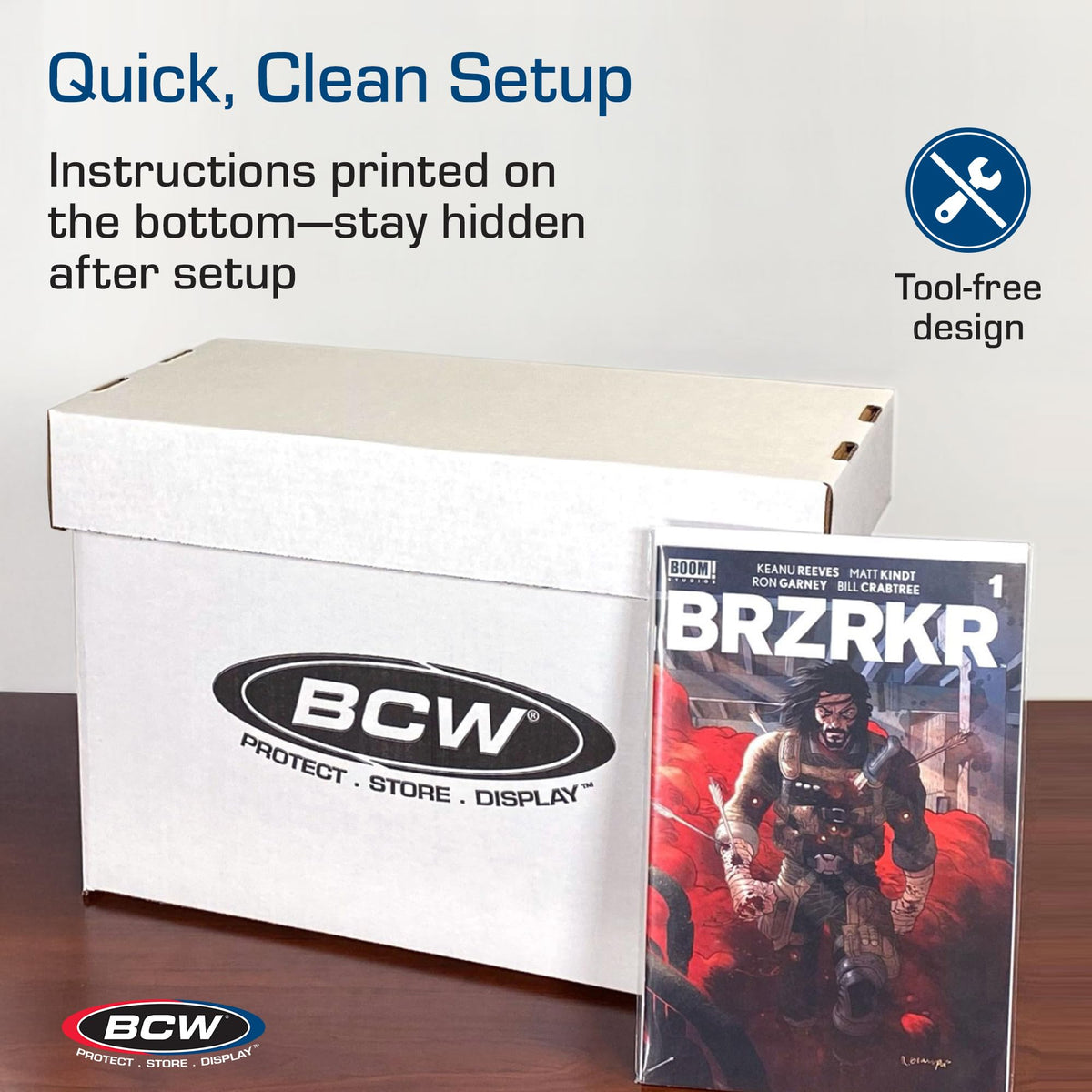 BCW Short Comic Storage Box - 1 Pack | Holds 150-175 Current/Silver Age Comics | Stackable, Durable
